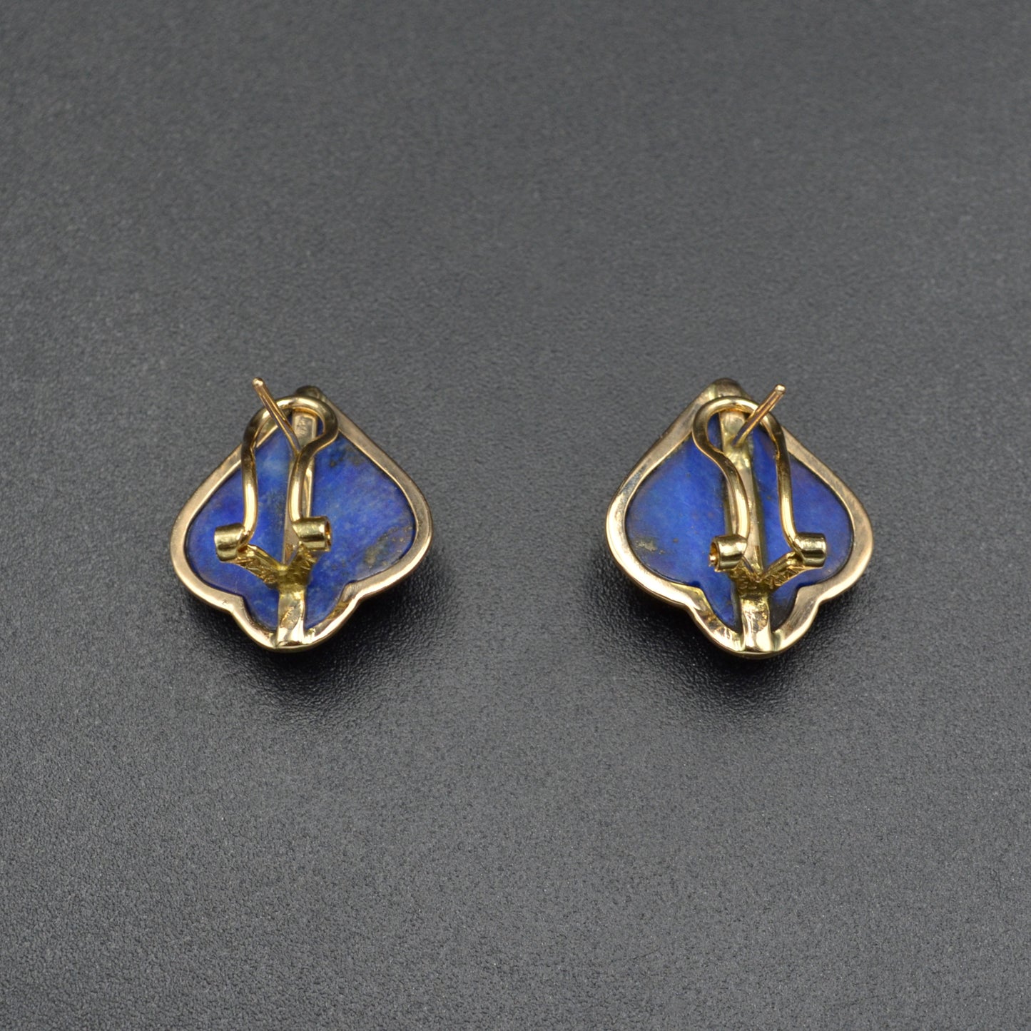 Vintage Lapis Lazuli and 14k Gold Omega Back Earrings