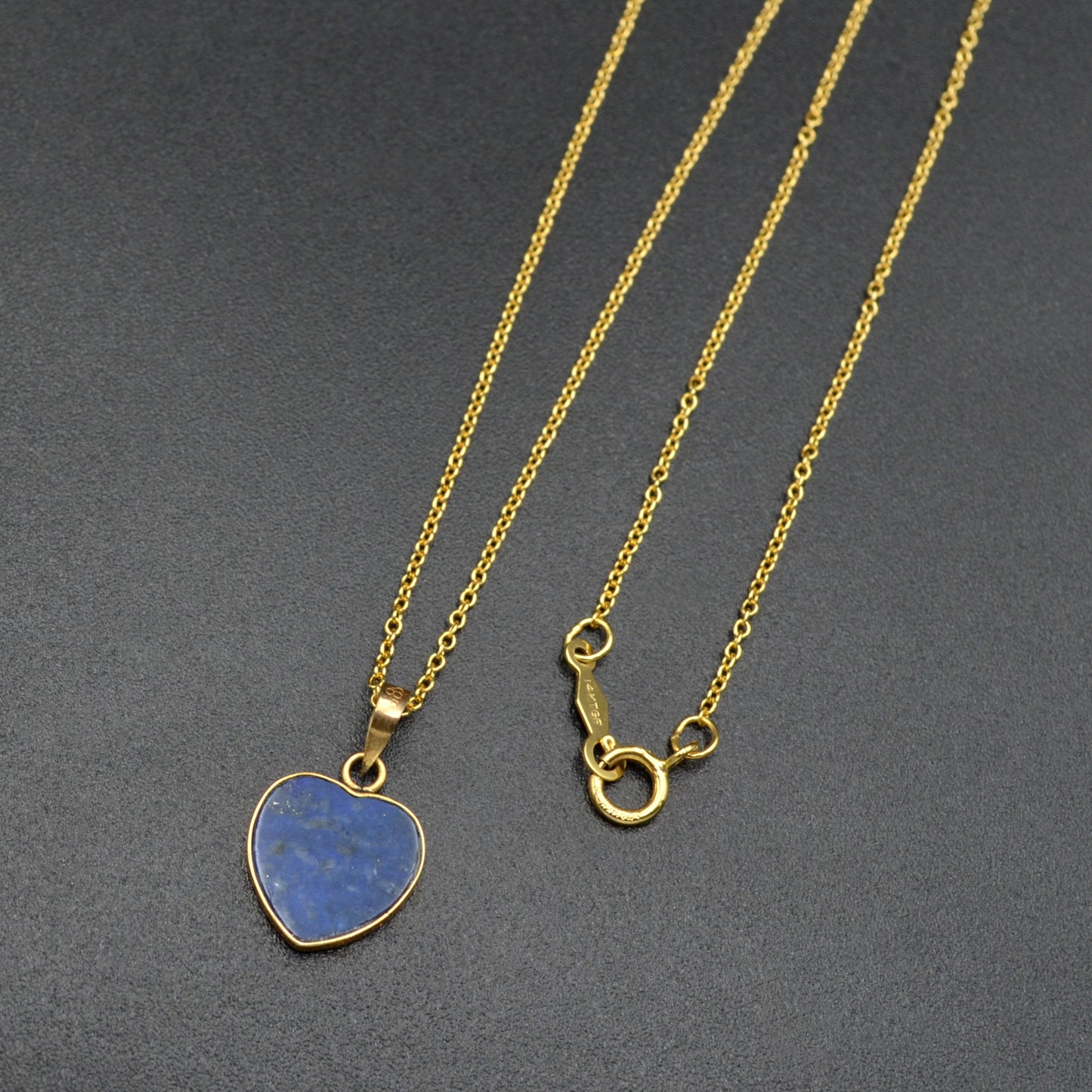 Vintage Lapis Heart and 14k Gold Necklace