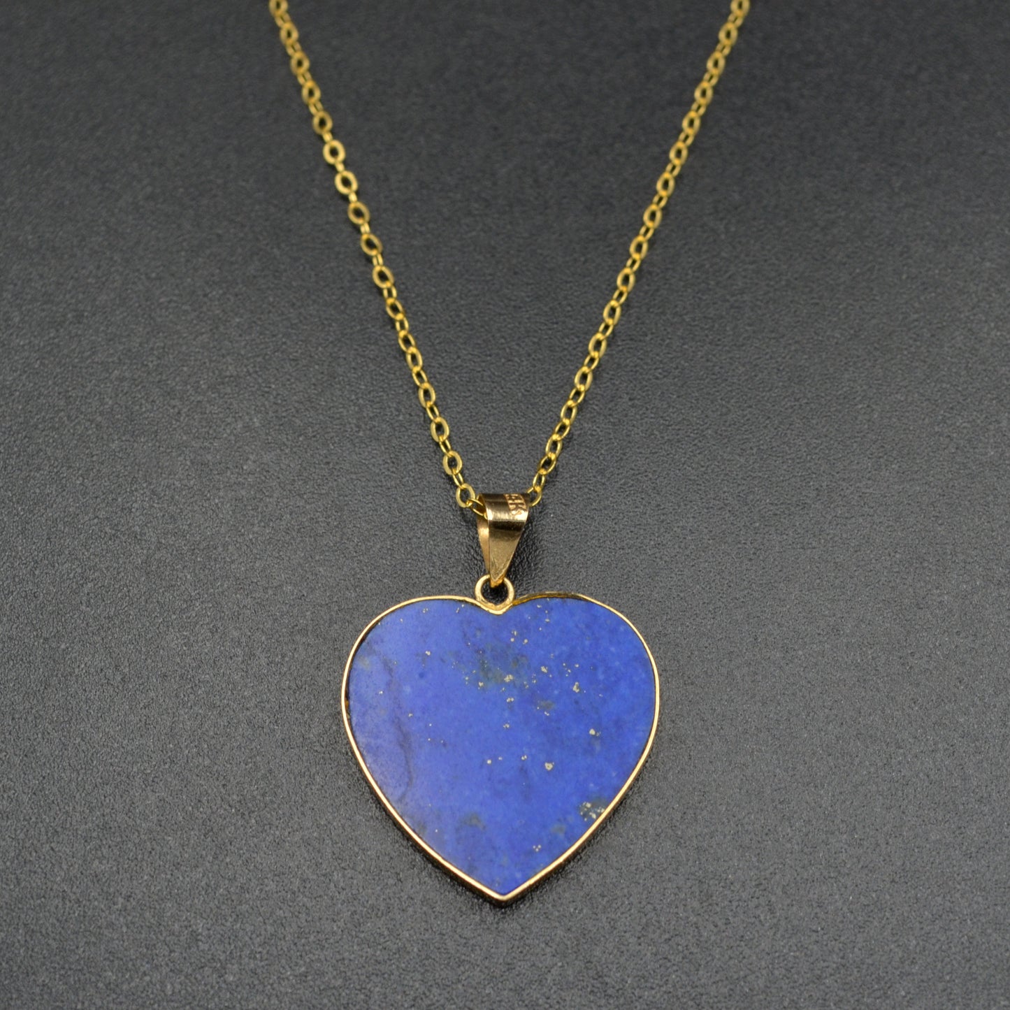 Vintage Lapis Lazuli and 14k Gold Heart Pendant Necklace I