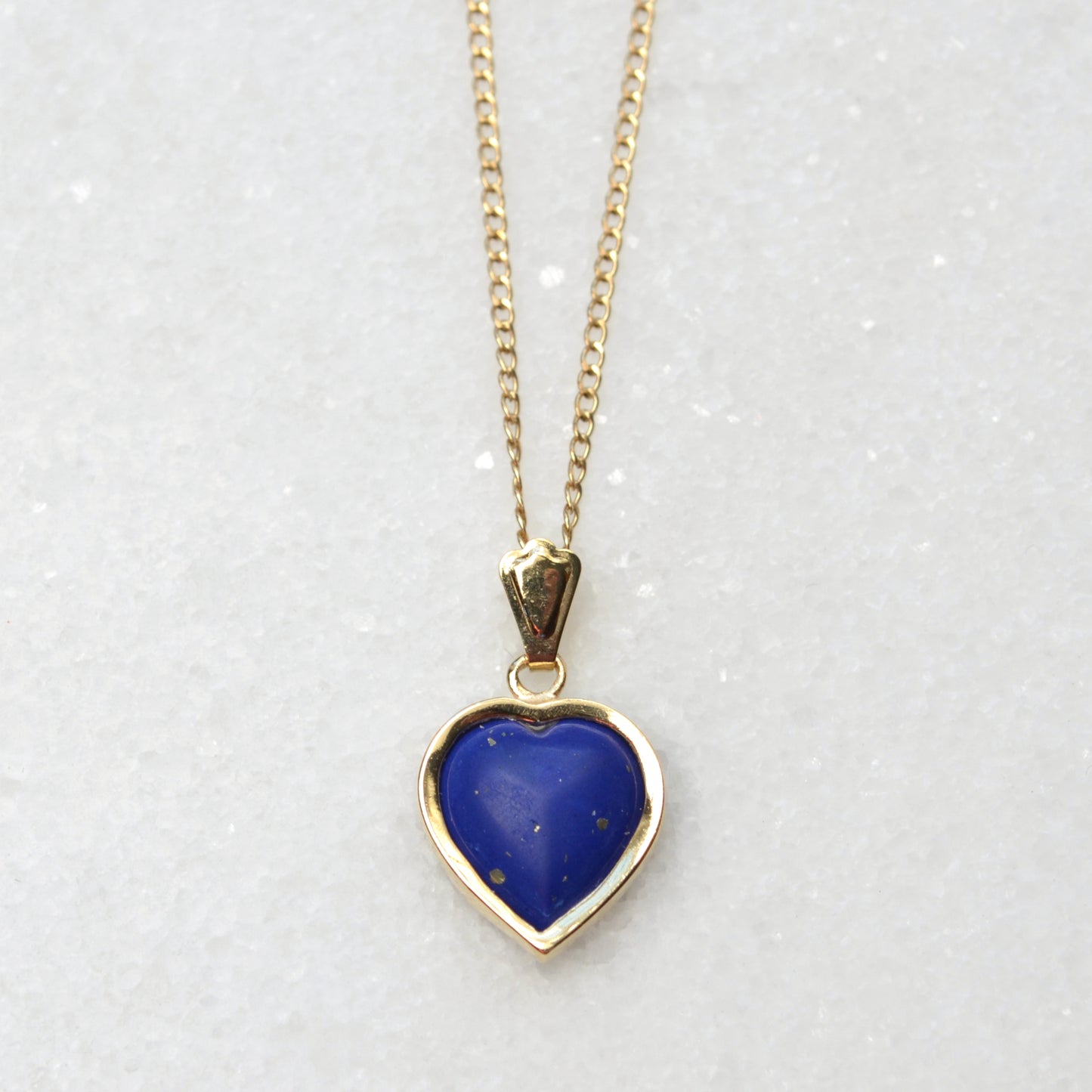 Vintage Lapis Lazuli and 14k Gold Heart Pendant Necklace II