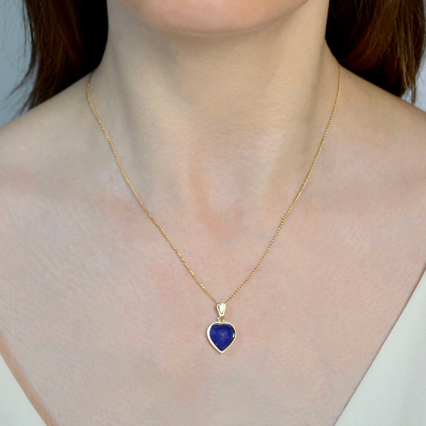 Vintage Lapis Lazuli and 14k Gold Heart Pendant Necklace II