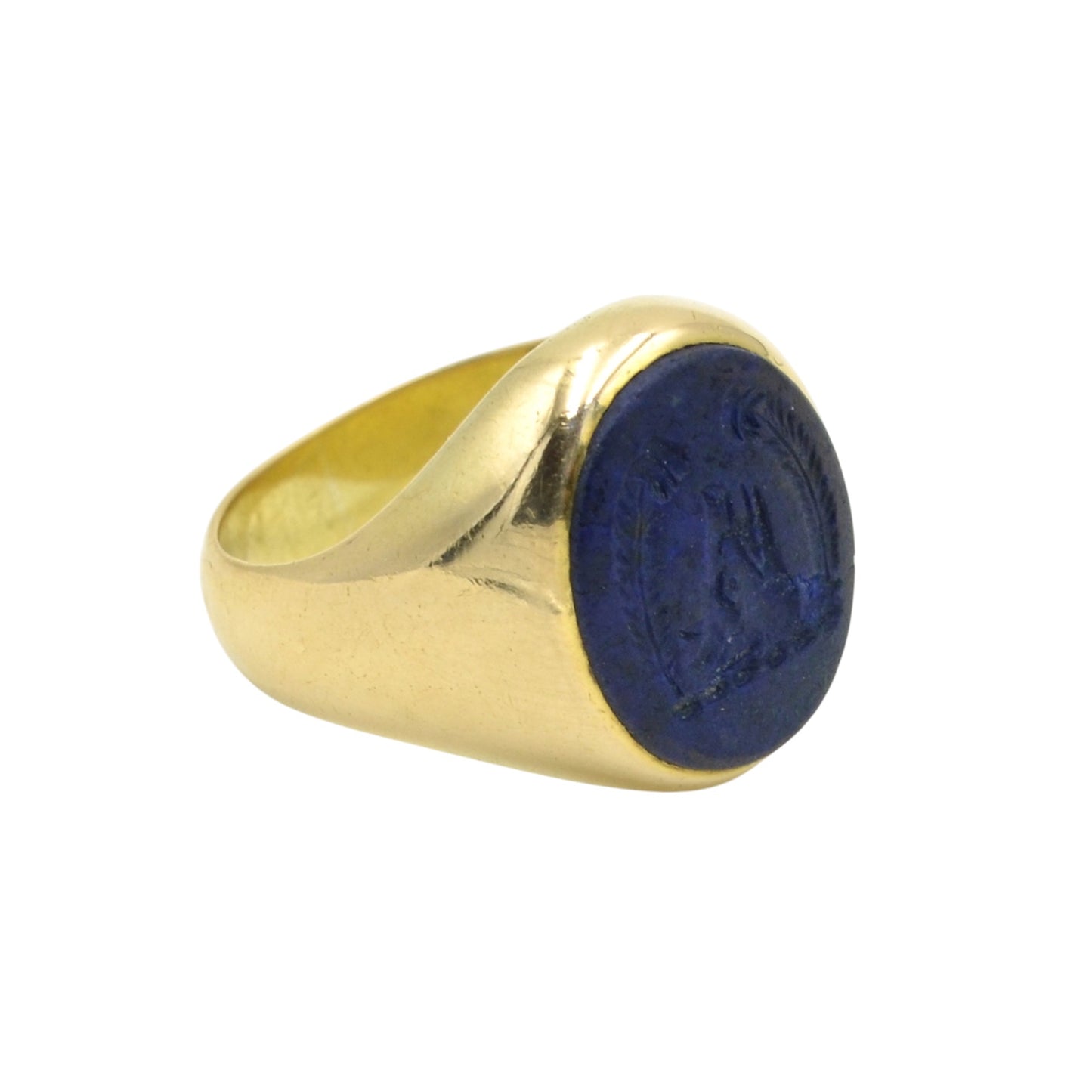 Vintage Lapis Lazuli Intaglio Signet and 14k Gold Ring