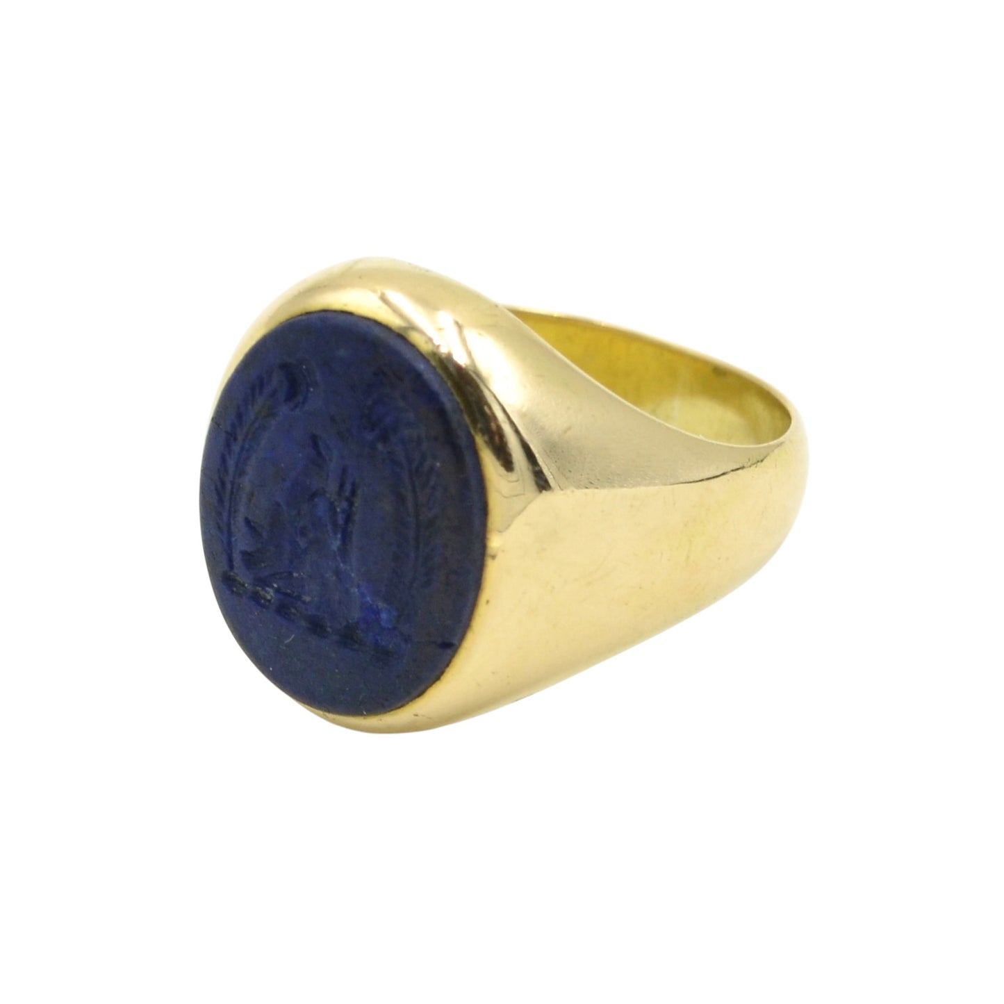 Vintage Lapis Lazuli Intaglio Signet and 14k Gold Ring