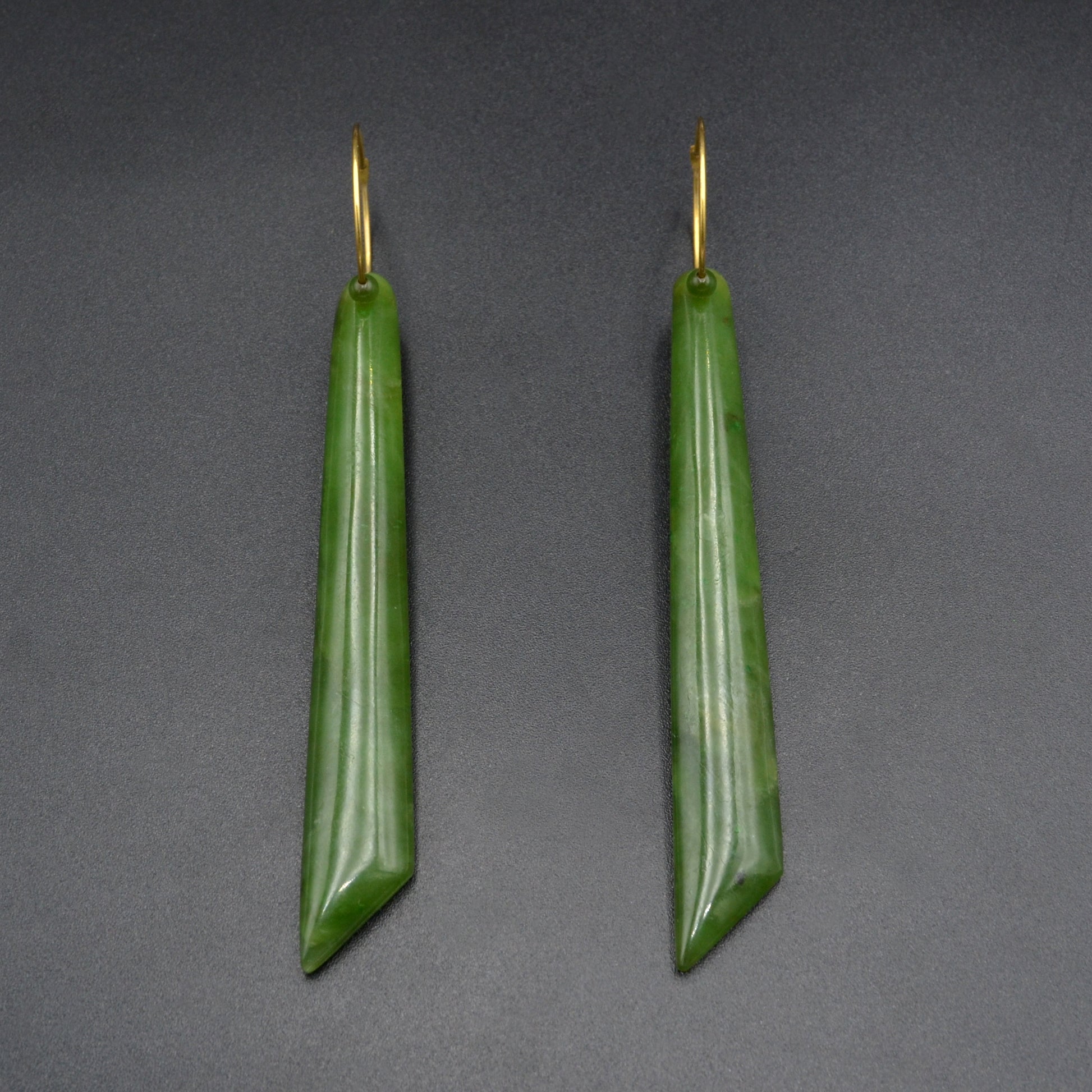 Vintage Nephrite Jade and 14k Gold Convertible Hoop Earrings
