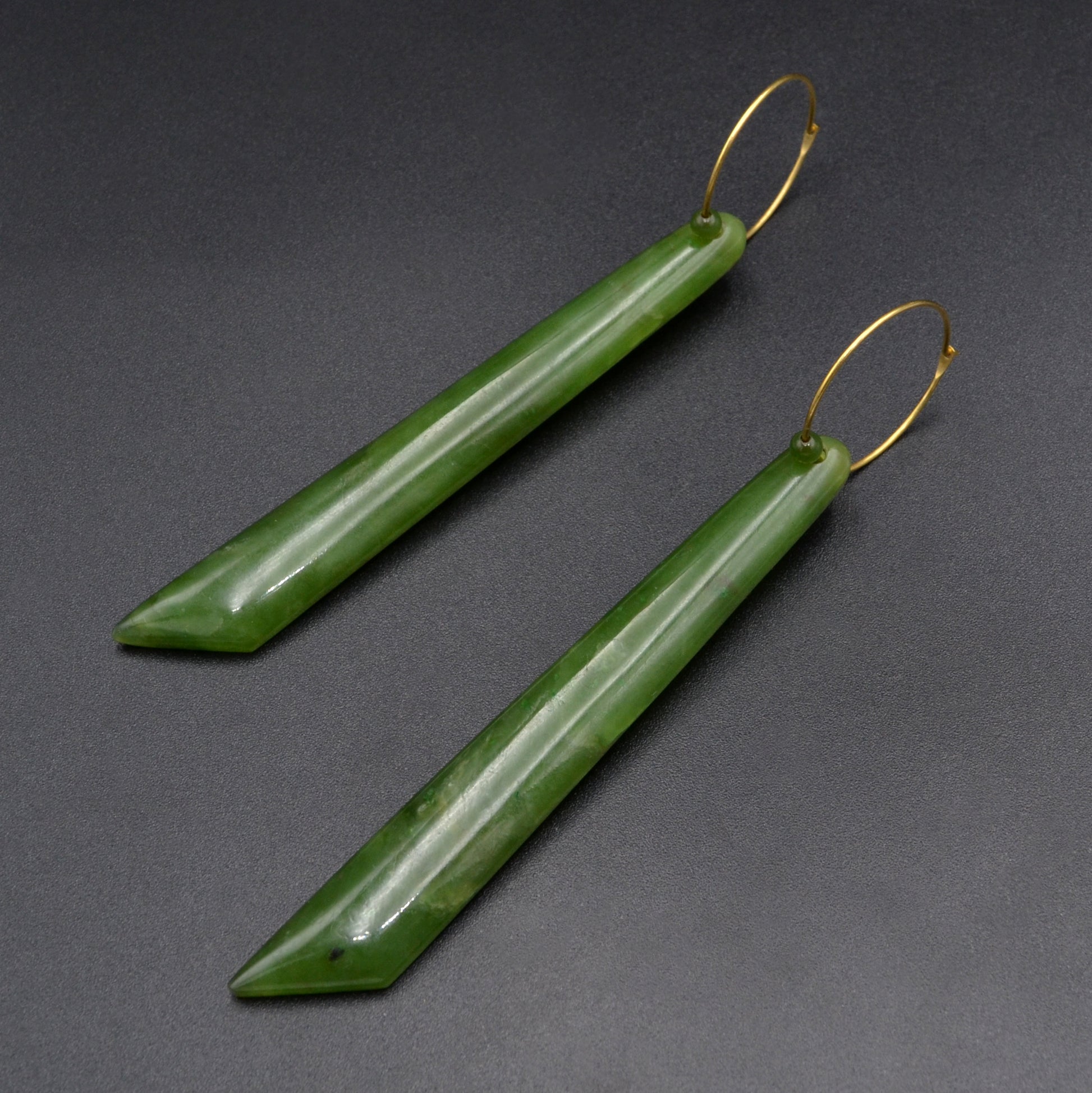Vintage Nephrite Jade and 14k Gold Convertible Hoop Earrings