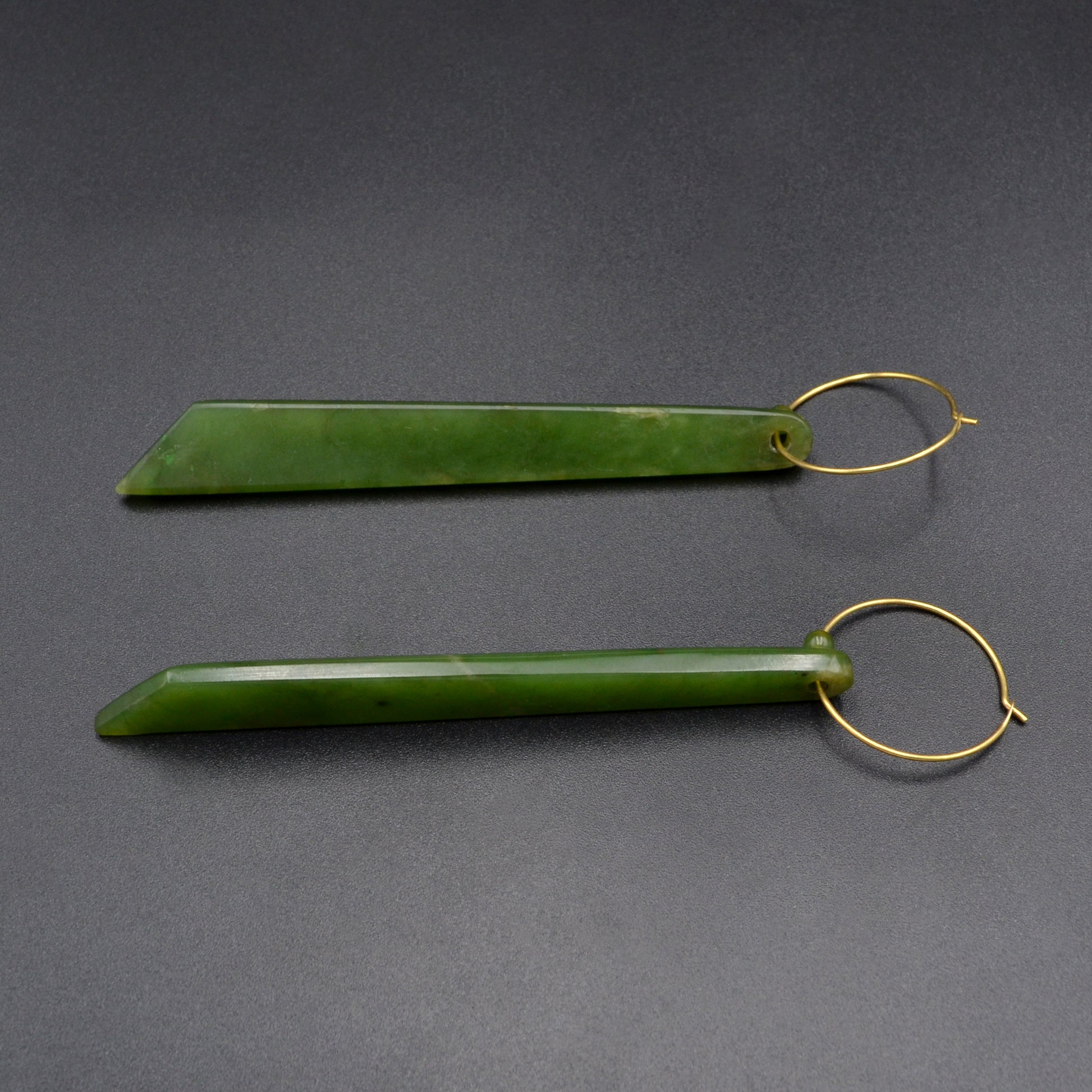Vintage Nephrite Jade and 14k Gold Convertible Hoop Earrings