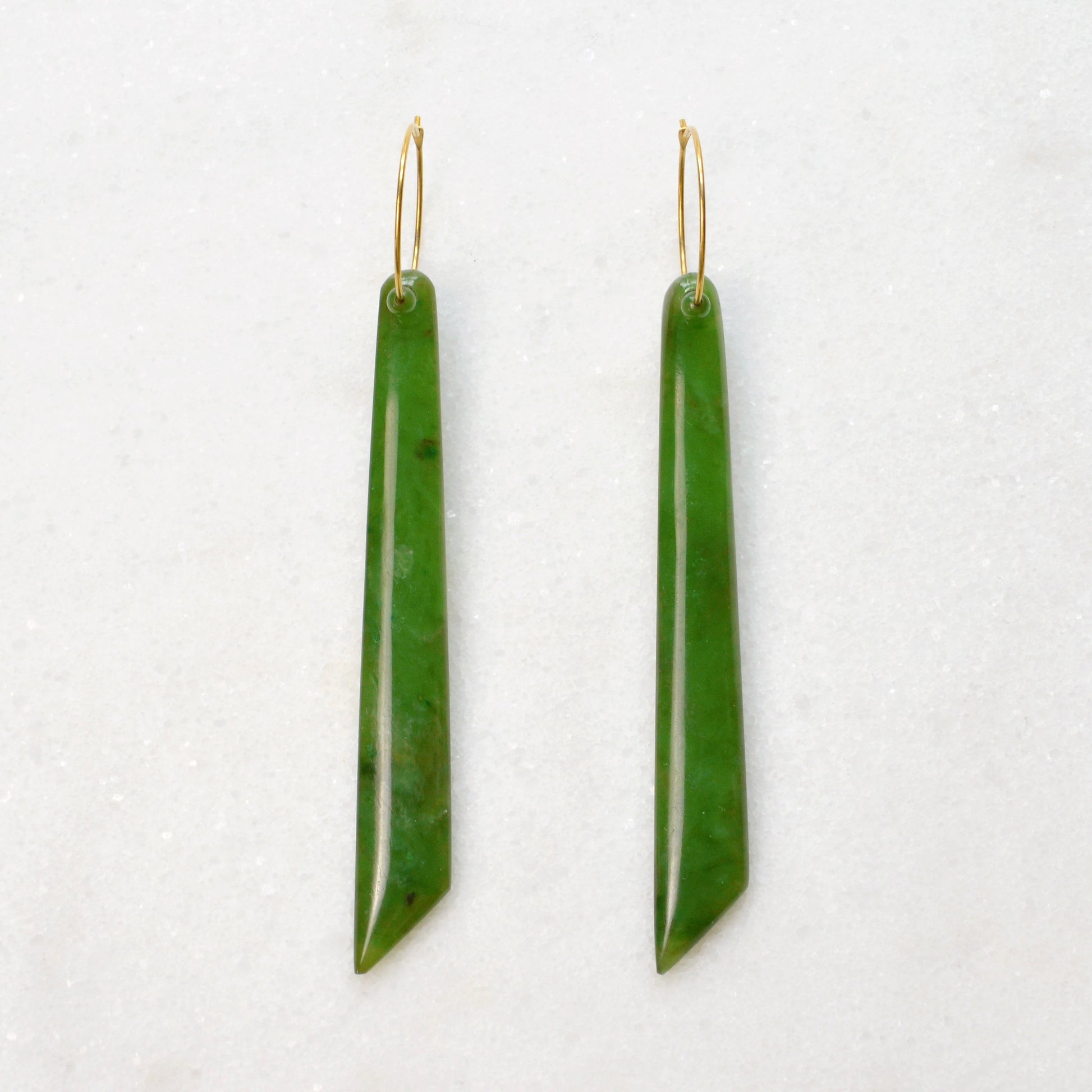 Vintage Nephrite Jade and 14k Gold Convertible Hoop Earrings