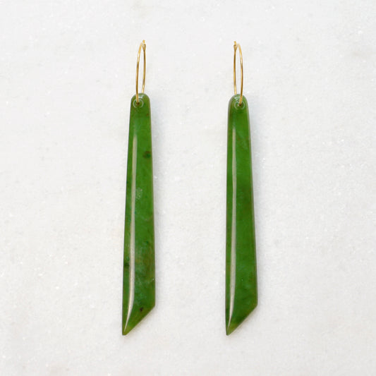 Vintage Nephrite Jade and 14k Gold Convertible Hoop Earrings