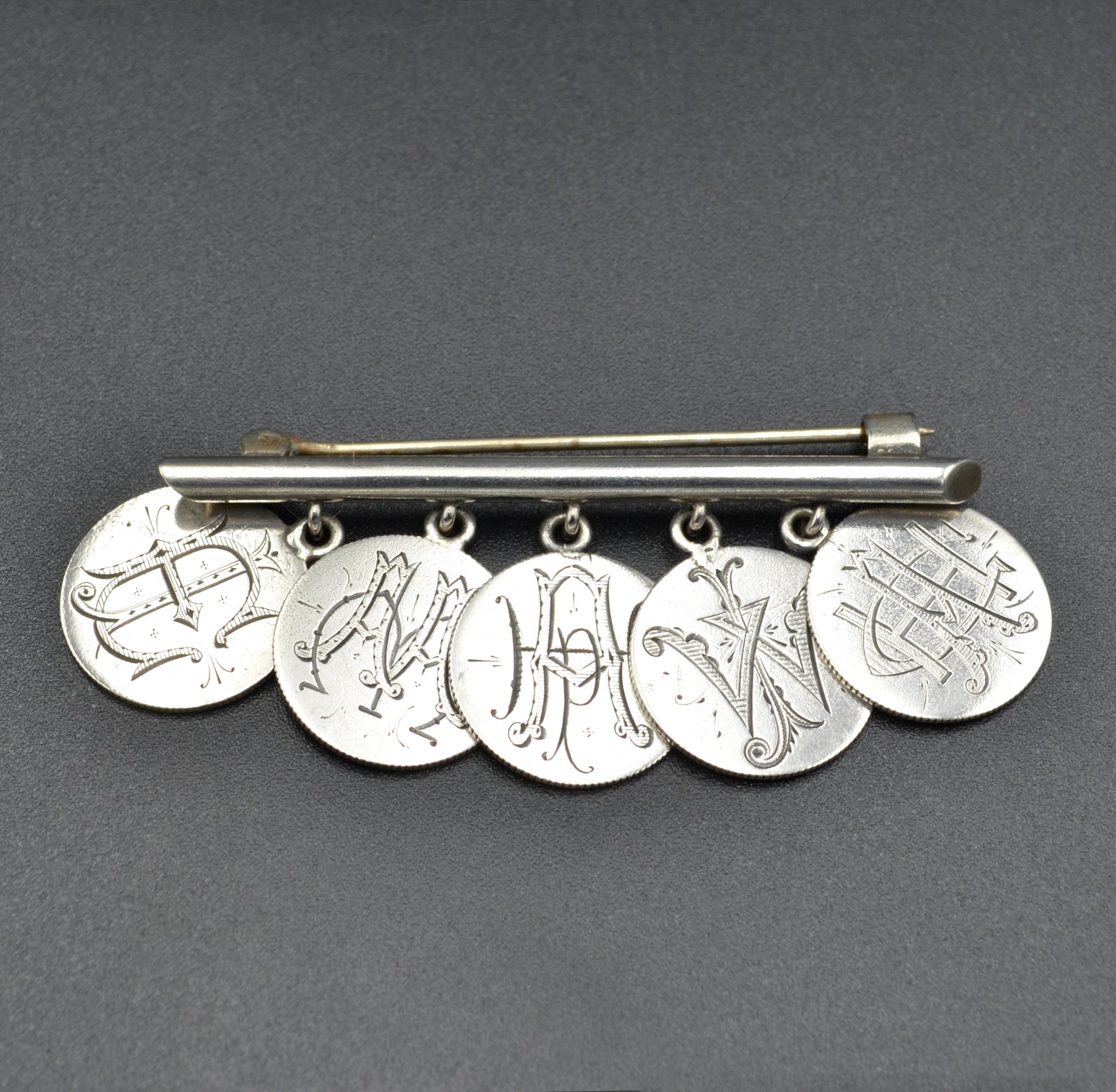Antique Family Tree Victorian Silver Coin Love Token Brooch