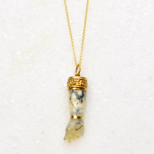 Moss Agate Mano Figa Necklace