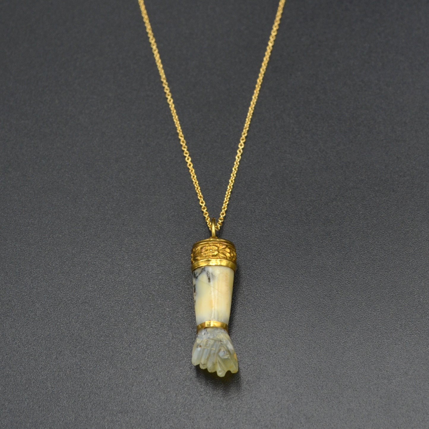Moss Agate Mano Figa Necklace