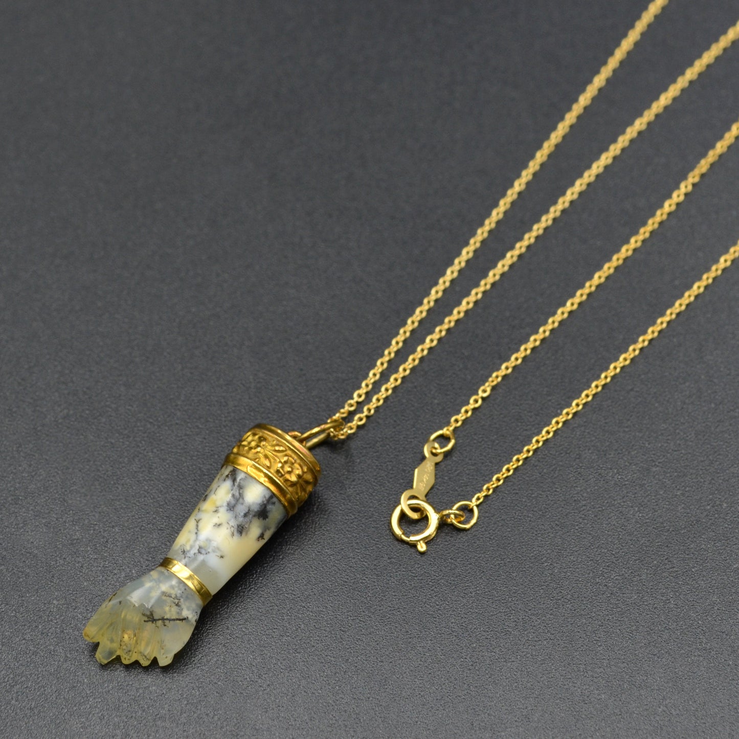 Moss Agate Mano Figa Necklace