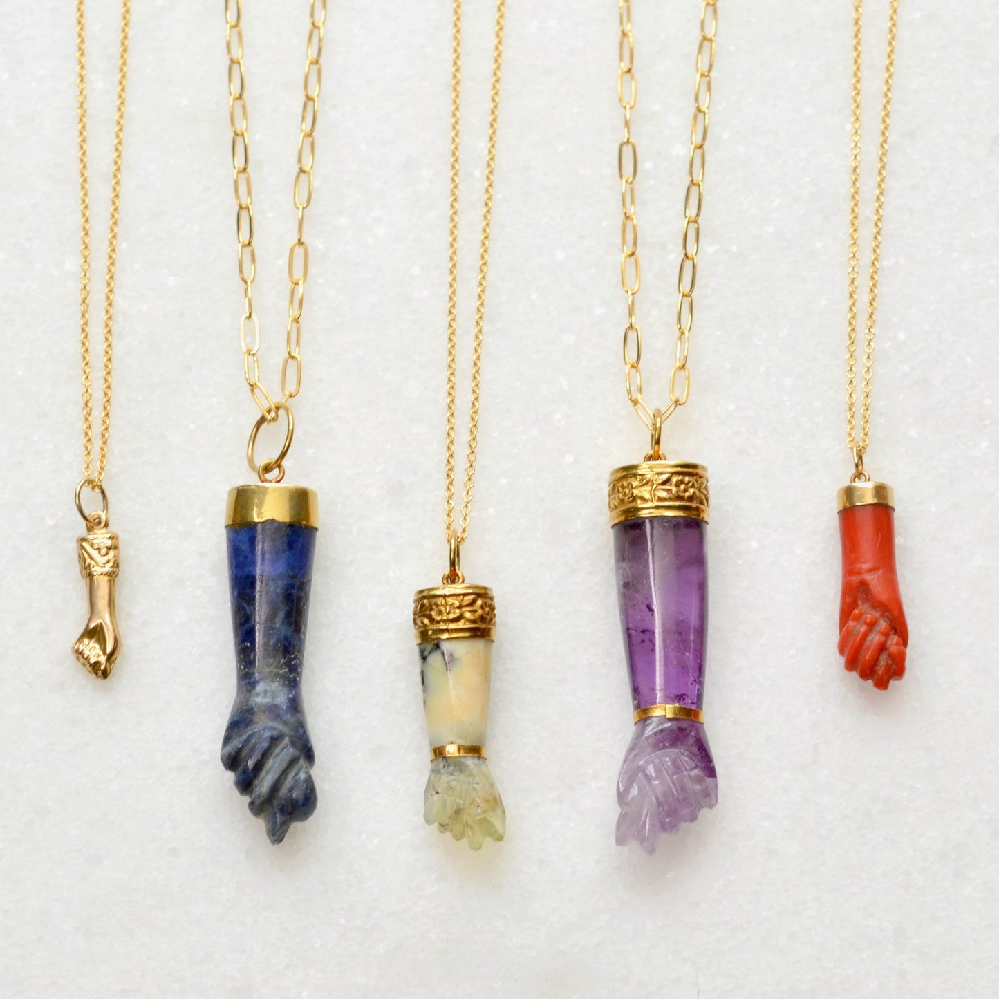 Moss Agate Mano Figa Necklace