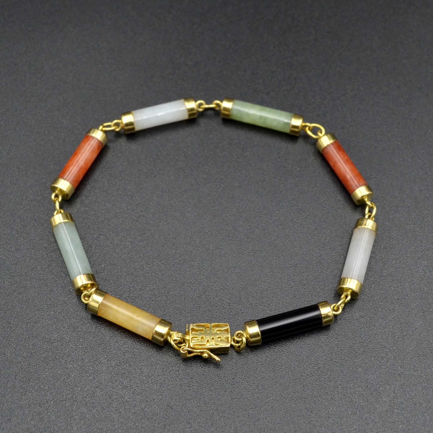 Vintage 14k Gold and Jade Link Bracelet