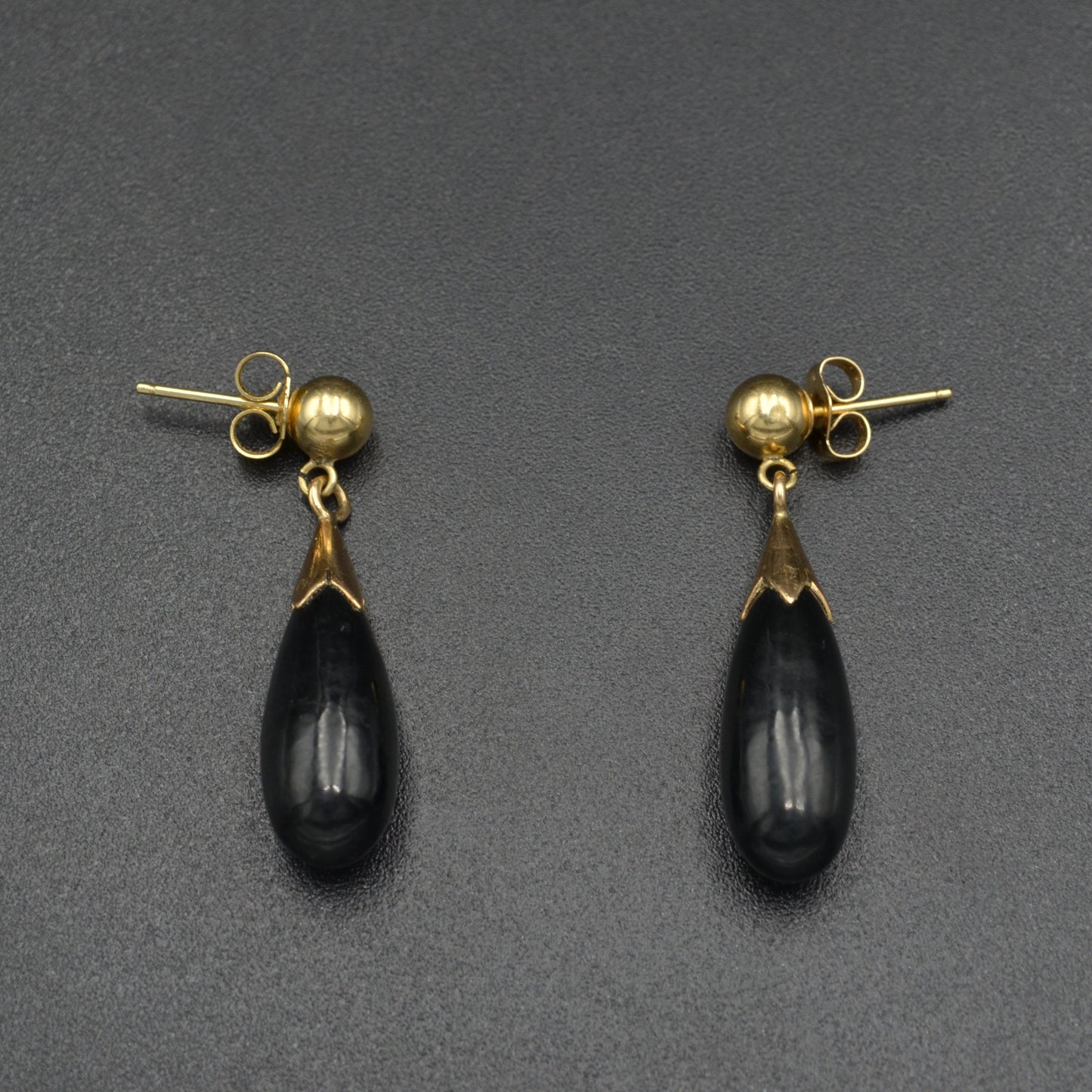 Onyx and Gold Drop Earrings