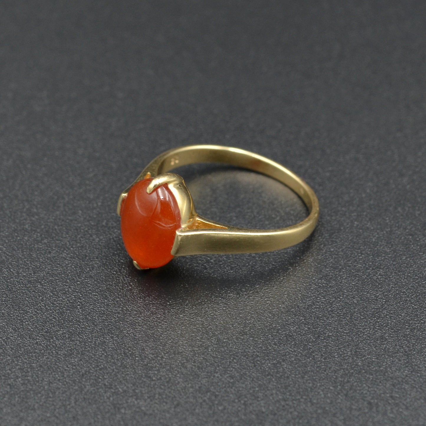 Vintage Orange Jadeite Jade and 14k Gold Ring