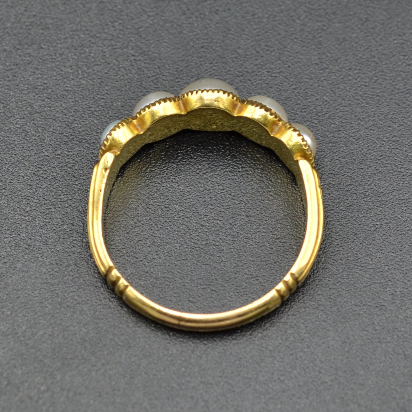 Antique Natural Pearl Half Hoop and 15k Gold Ring