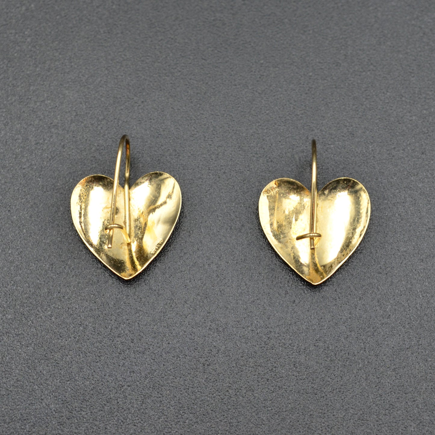 Vintage Engraved 14k Gold Heart Earrings