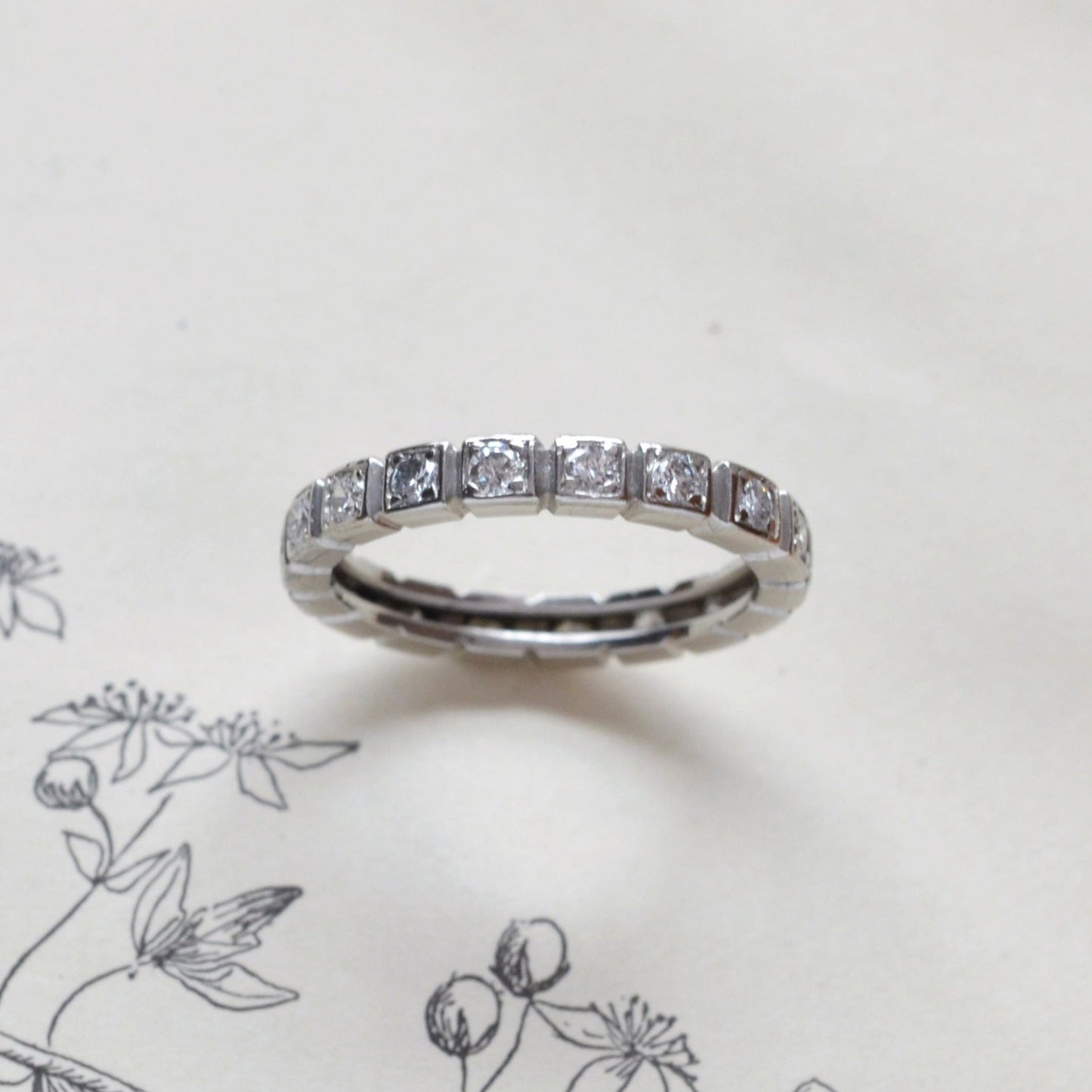 Vintage Diamond and Platinum Eternity Band