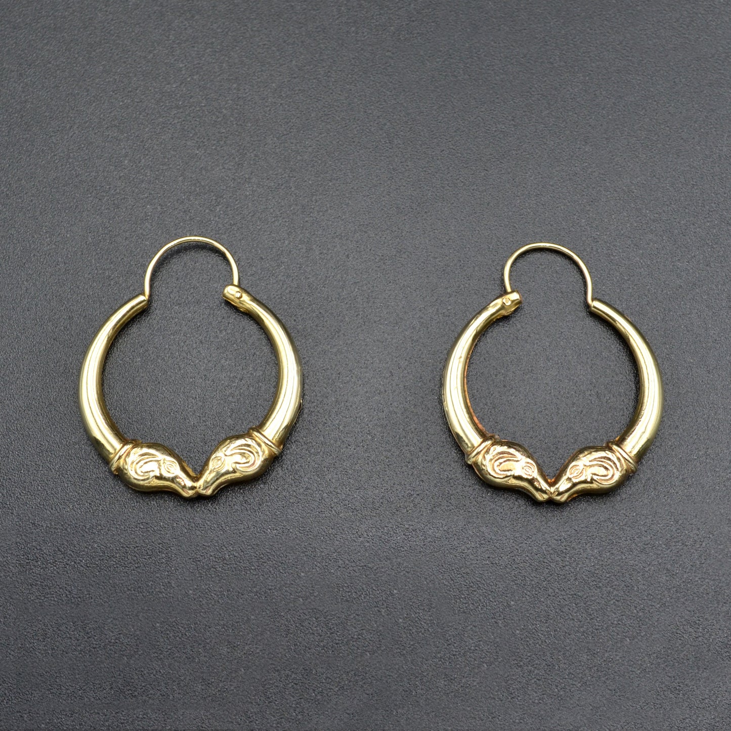 Vintage 14k Gold Kissing Double Rams Head Earrings