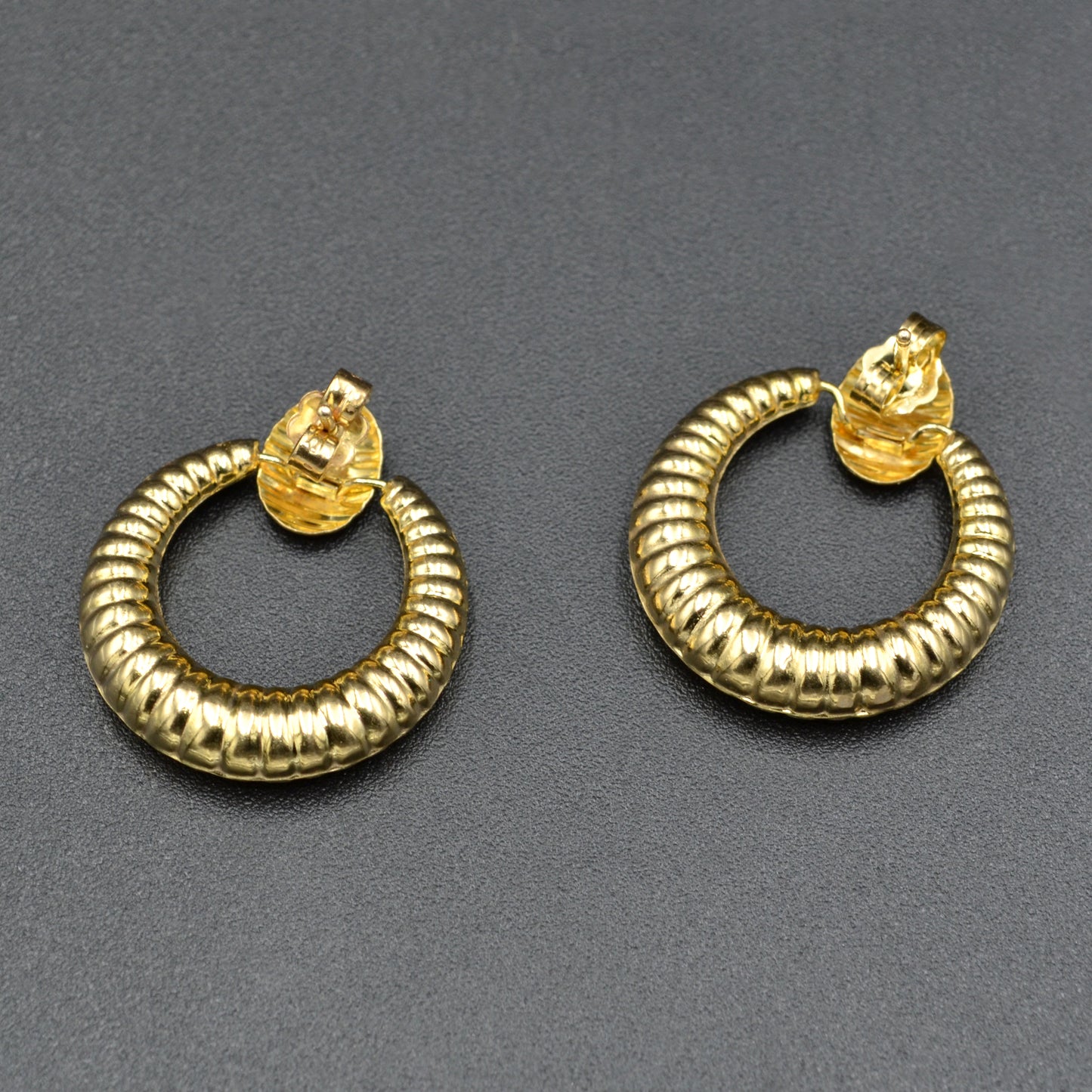 Vintage 14k Gold Puffy Door Knocker Earrings