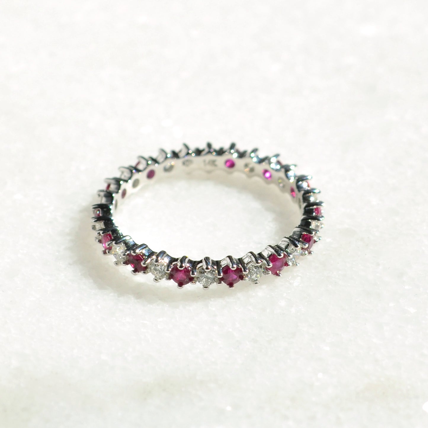 Diamond Ruby and 14k White Gold Eternity Ring