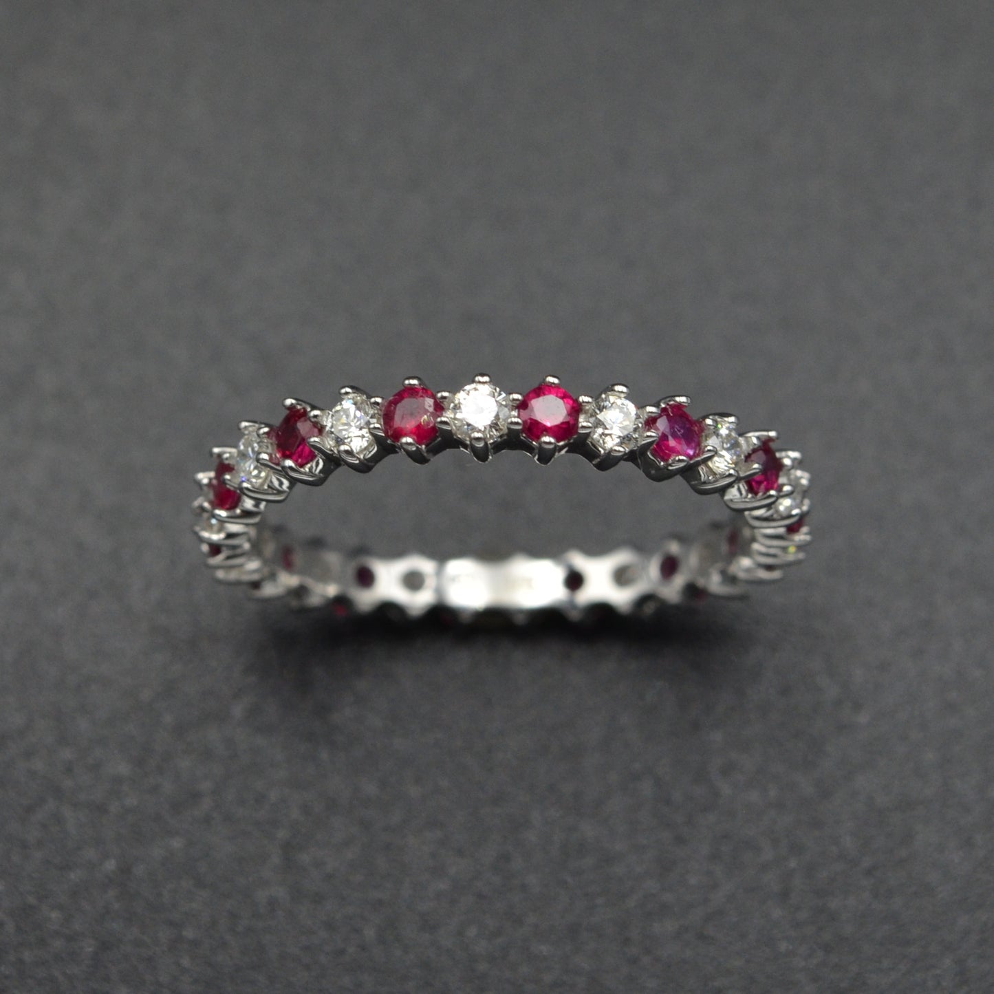 Diamond Ruby and 14k White Gold Eternity Ring