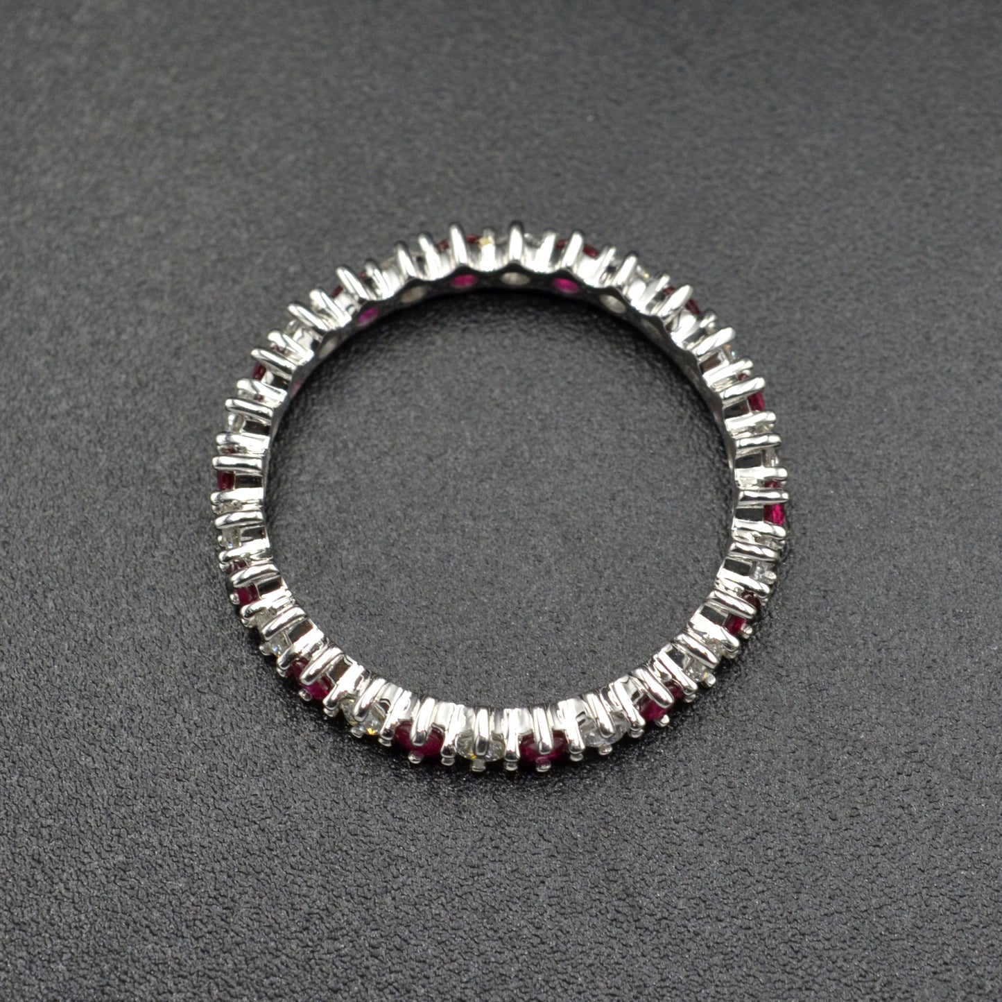 Diamond Ruby and 14k White Gold Eternity Ring