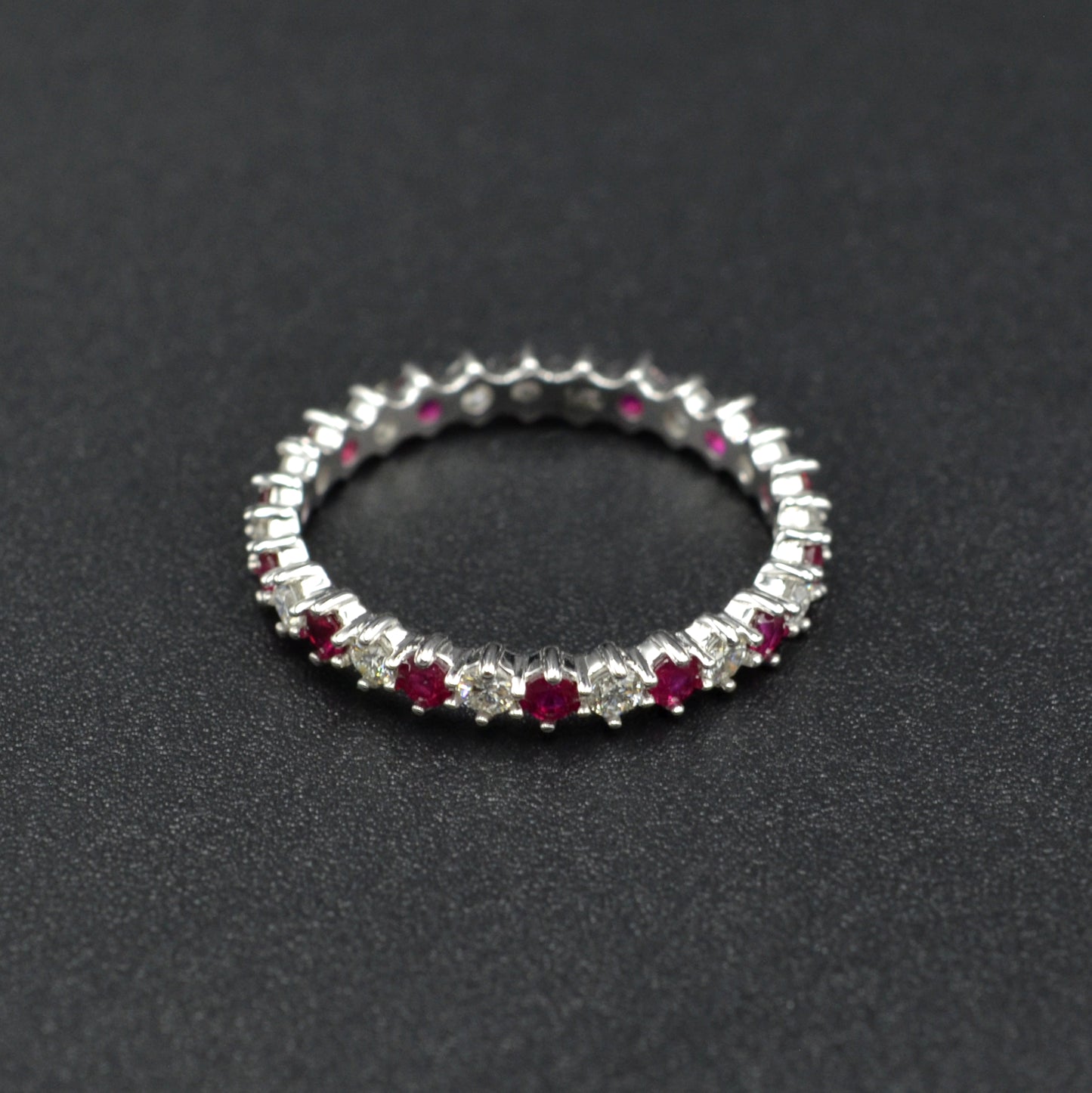 Diamond Ruby and 14k White Gold Eternity Ring