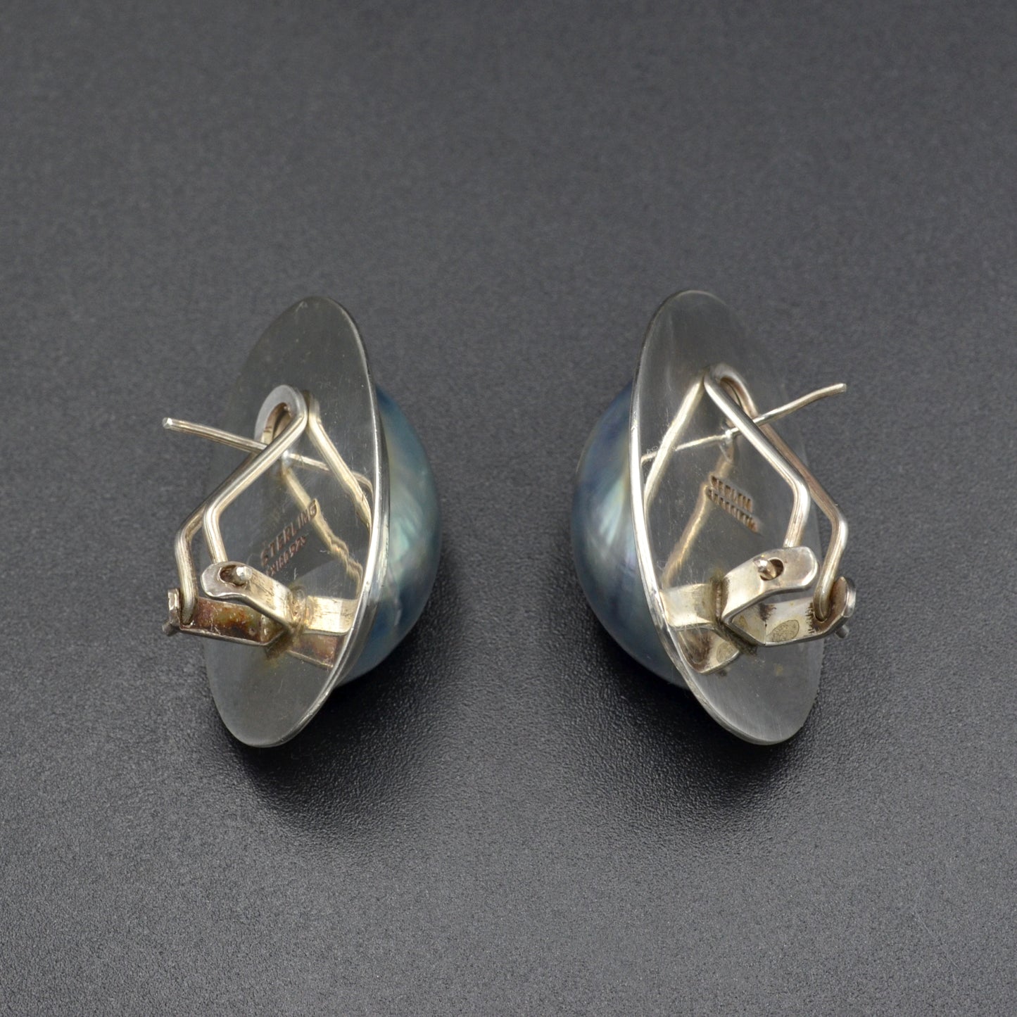 Vintage Mabe Pearl and Sterling Silver Earrings