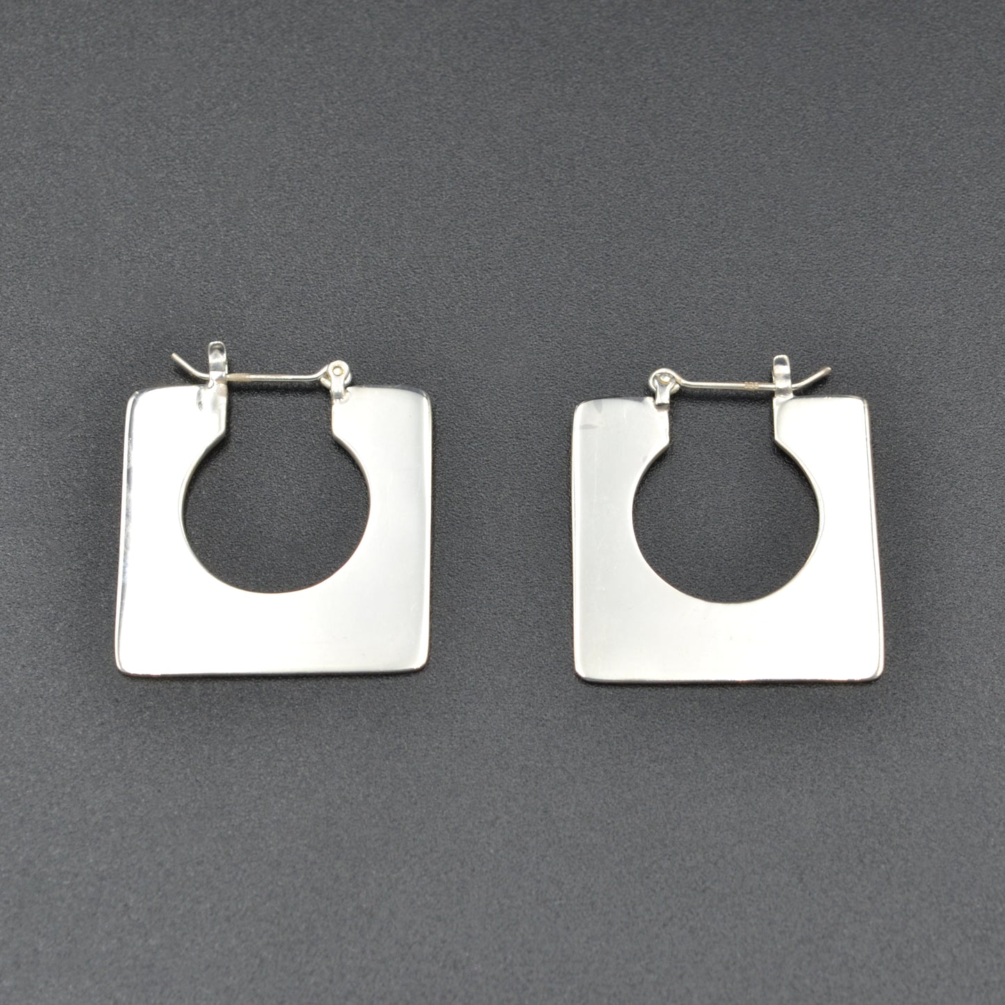 Vintage Sterling Silver Squared Hoop Earrings