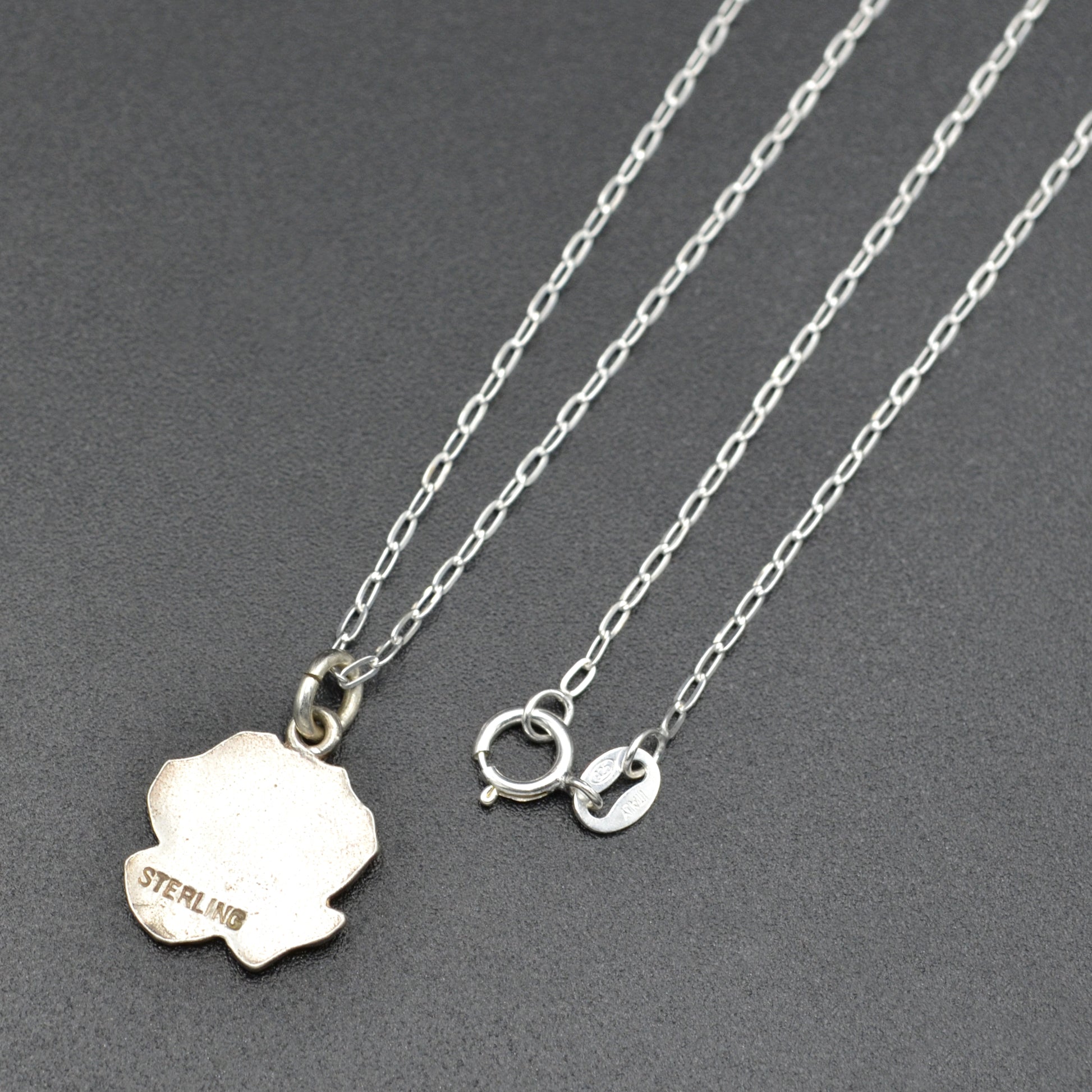 Vintage Sterling Silver Blooming Rose Flower Pendant Necklace