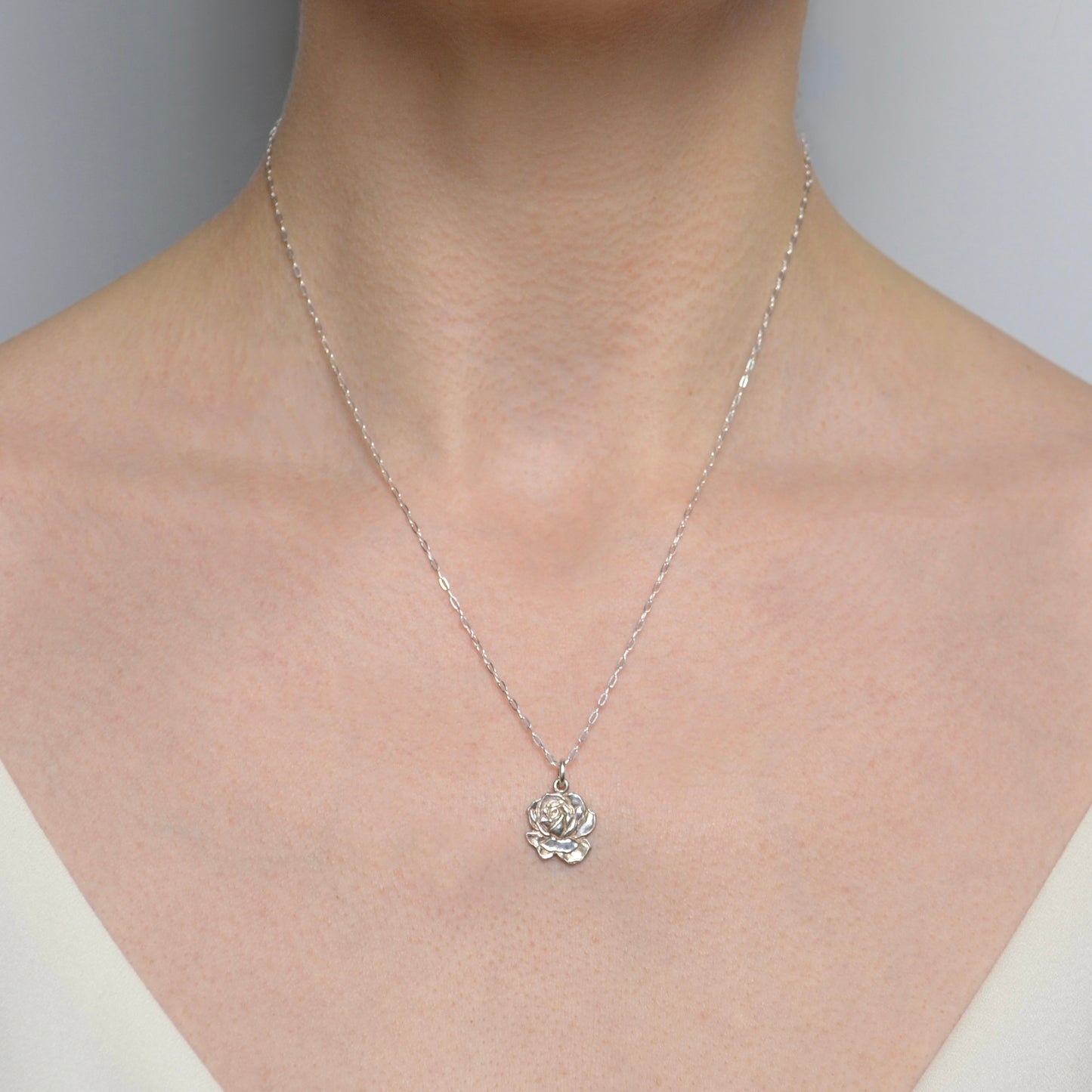 Silver Rose Necklace