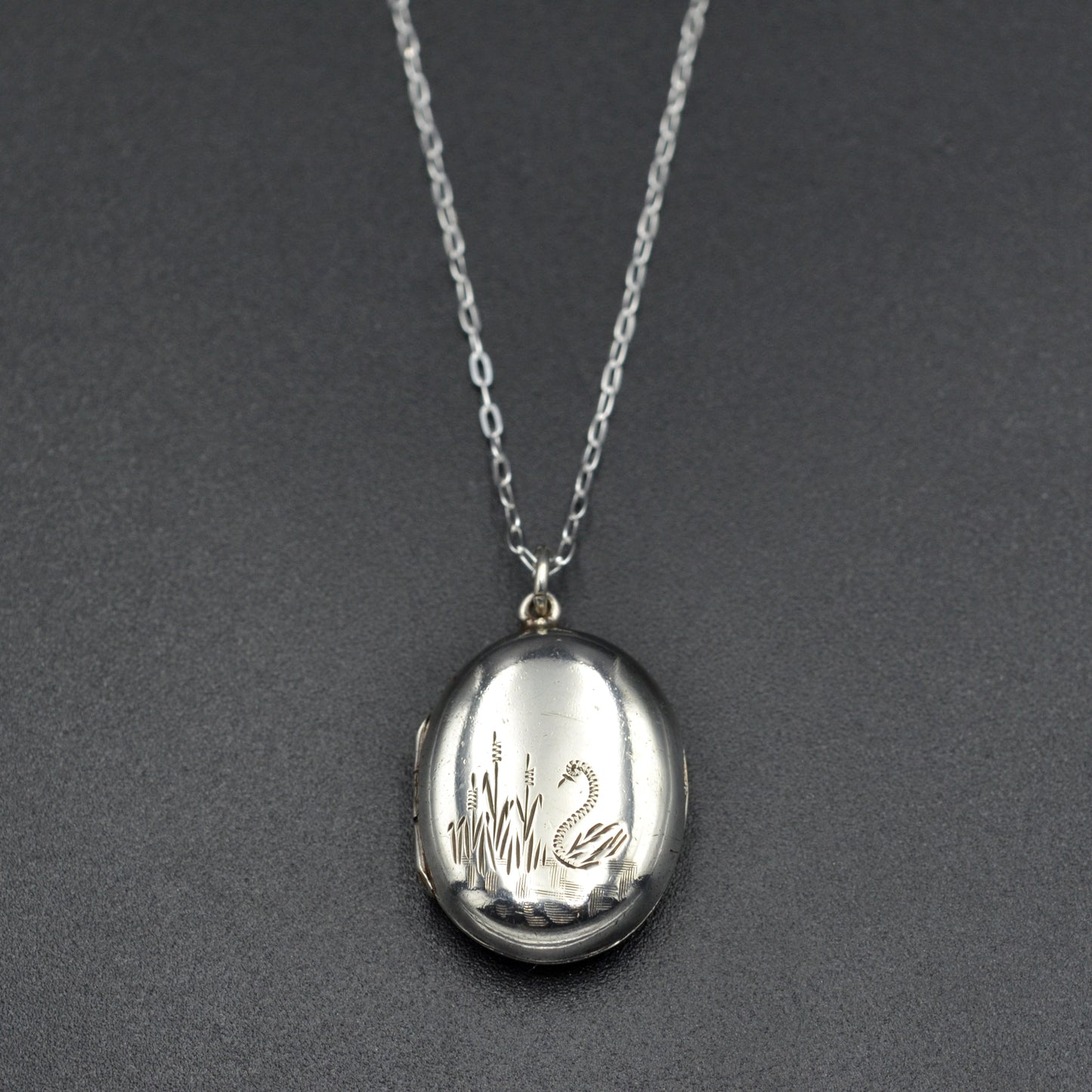 Antique Aesthetic Movement Silver Swan Locket