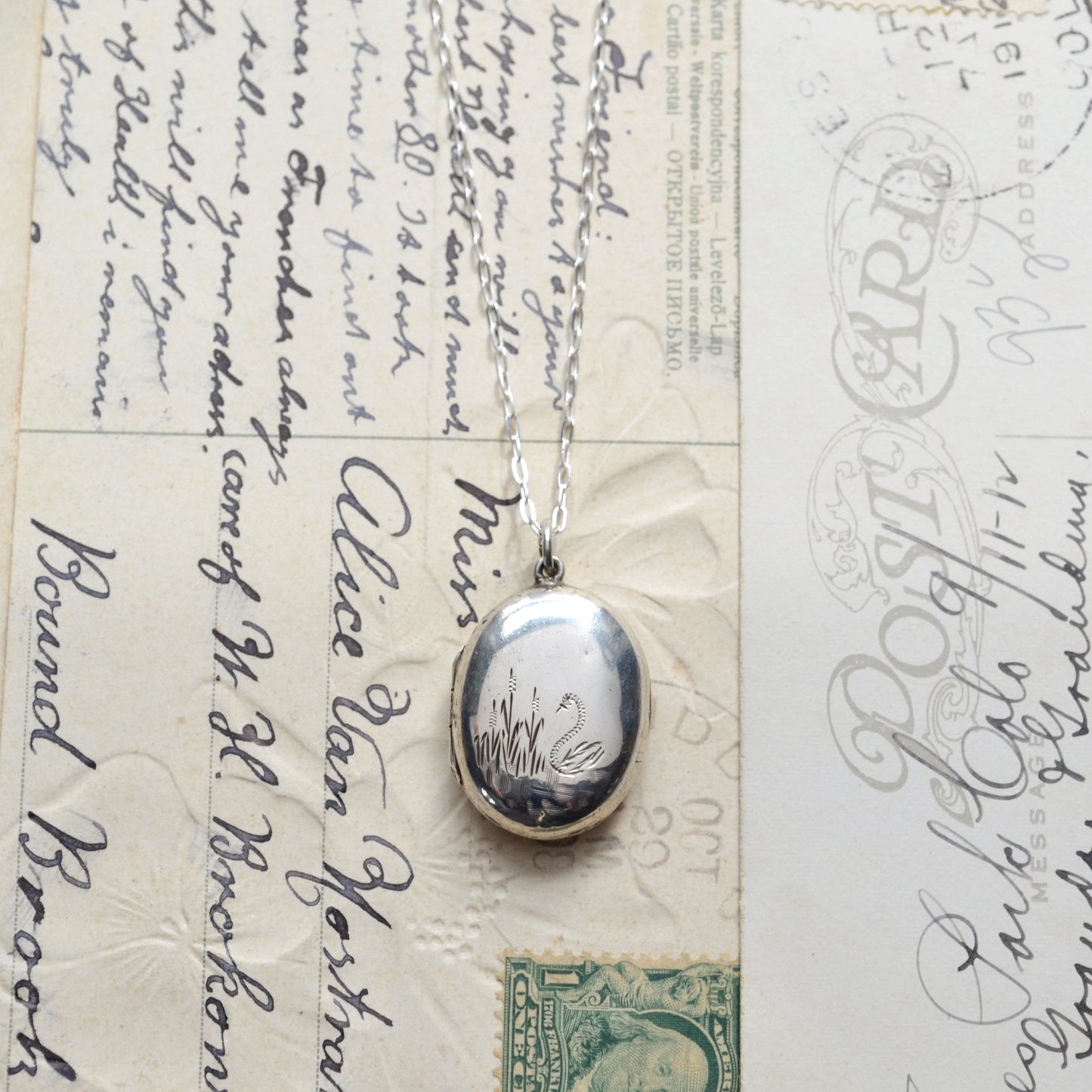 Silver Swan Locket