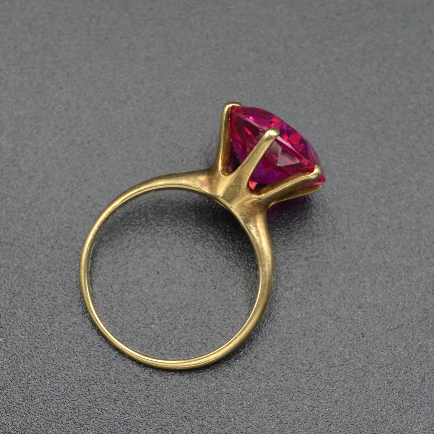 Antique Synthetic Ruby and 14k Gold Solitaire Engagement Ring