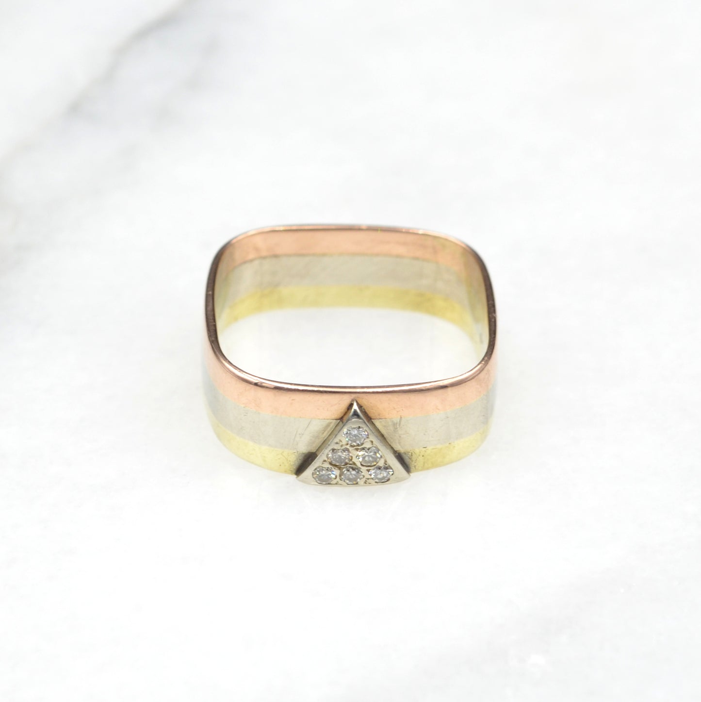 Tricolor Gold and Diamond Ring