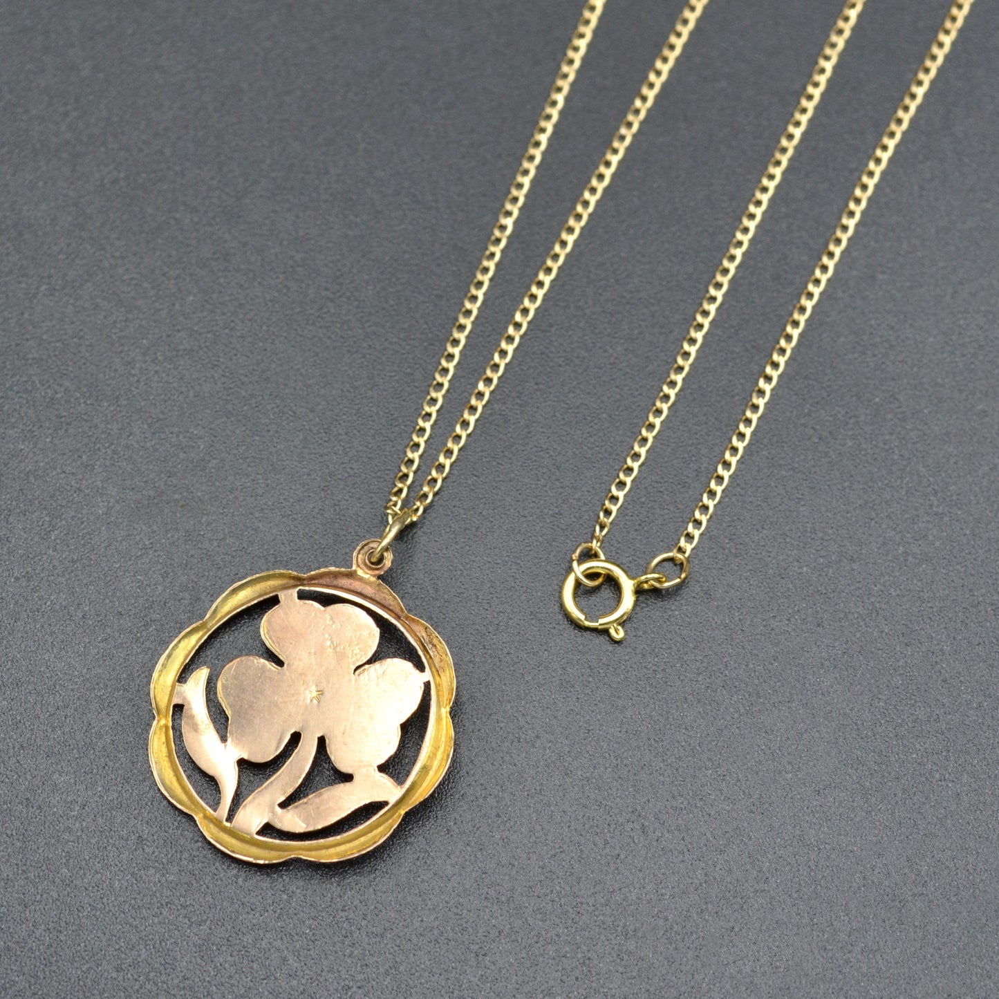 Vintage 10k Gold Turquoise Flower Pendant Necklace