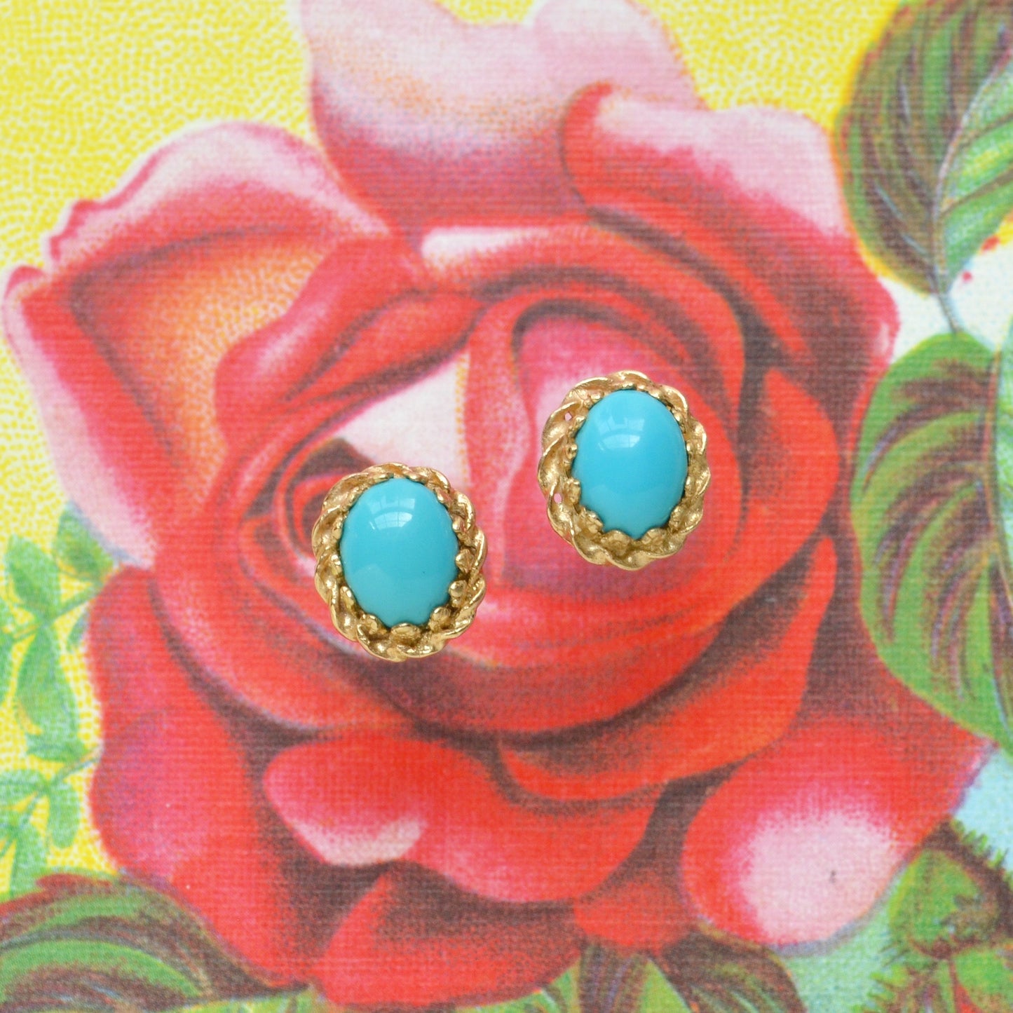 Vintage Turquoise and 14k Gold Earrings