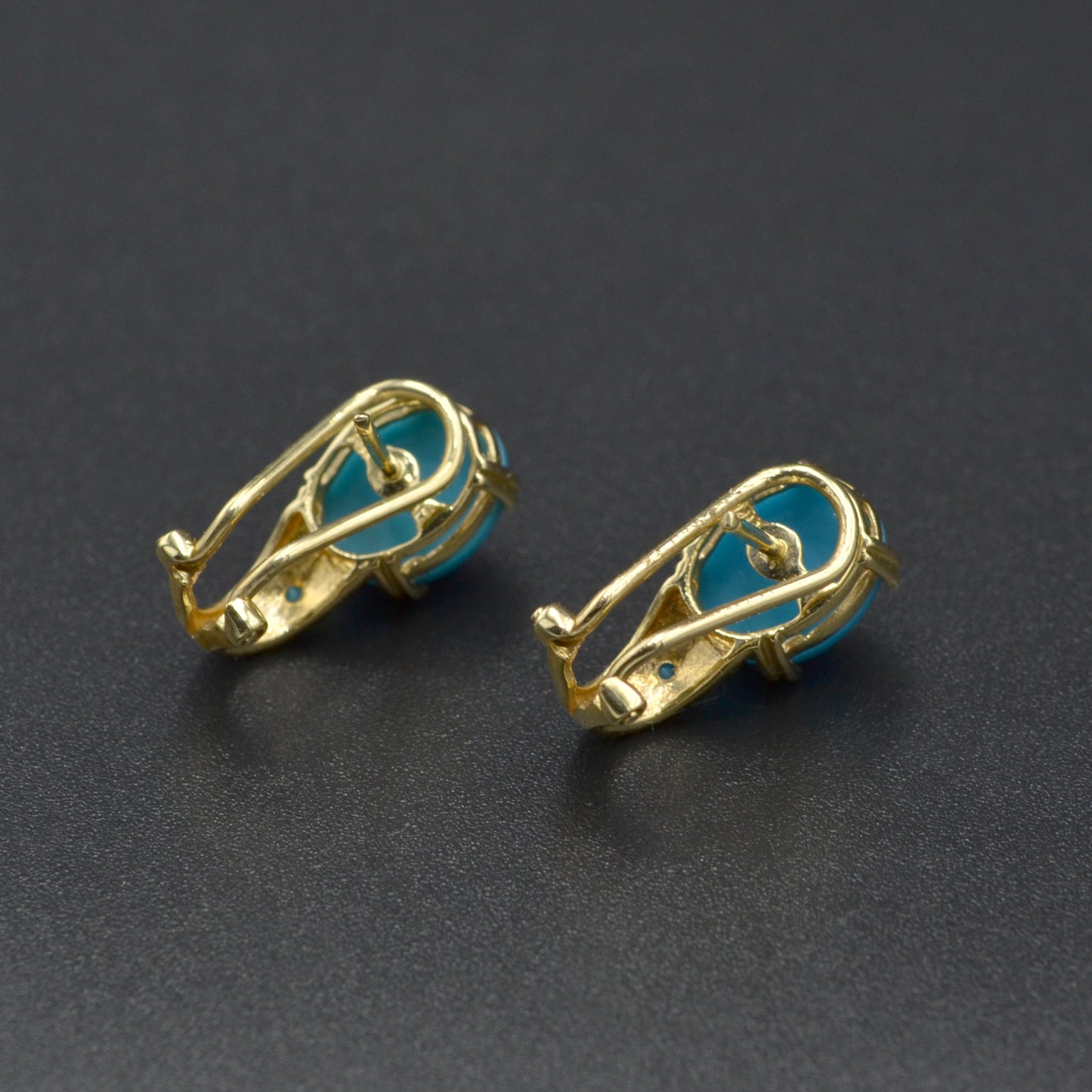 Vintage Turquoise and 14k Gold Clip-Style Earrings