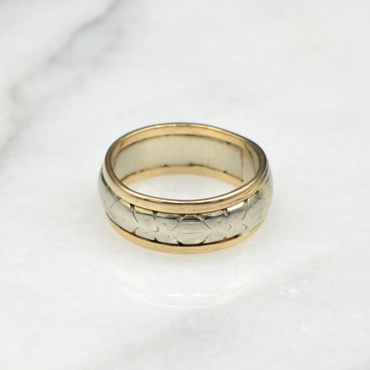 Vintage 14k White and Yellow Gold Wedding Band
