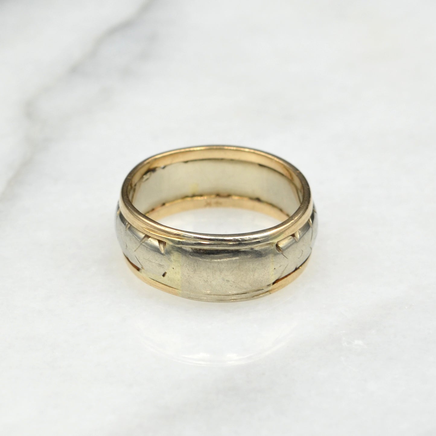 Vintage 14k White and Yellow Gold Wedding Band