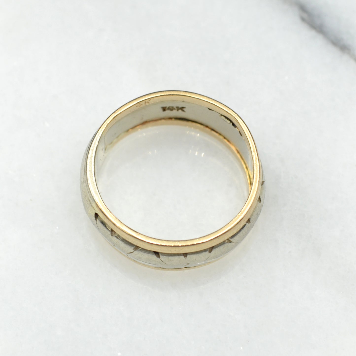 Vintage 14k White and Yellow Gold Wedding Band