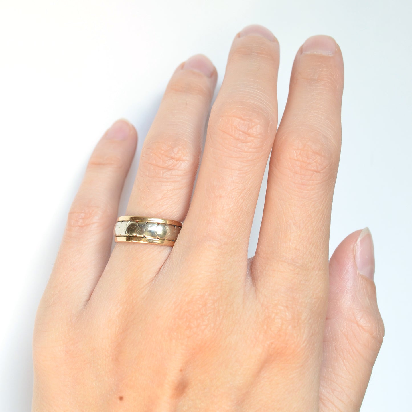 Vintage 14k White and Yellow Gold Wedding Band