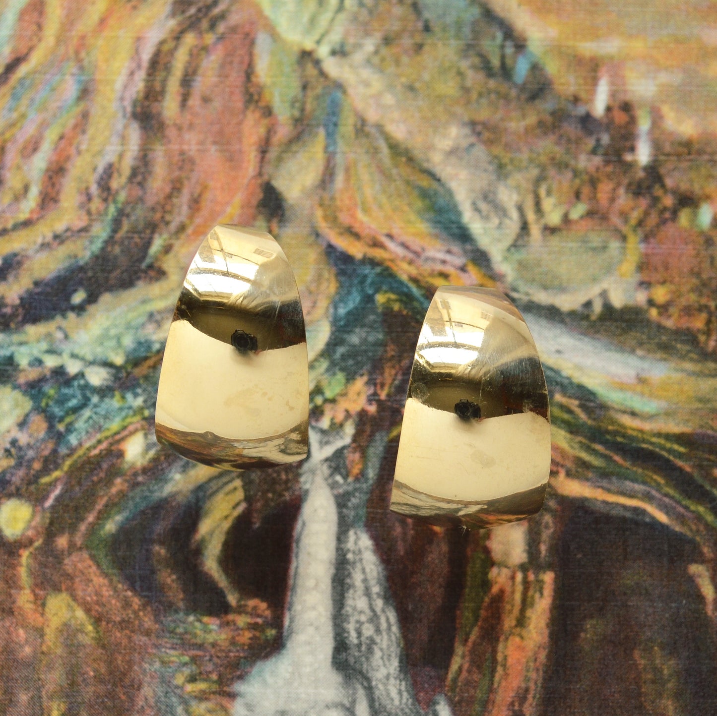Vintage Wide 14k Gold Hoop Earrings
