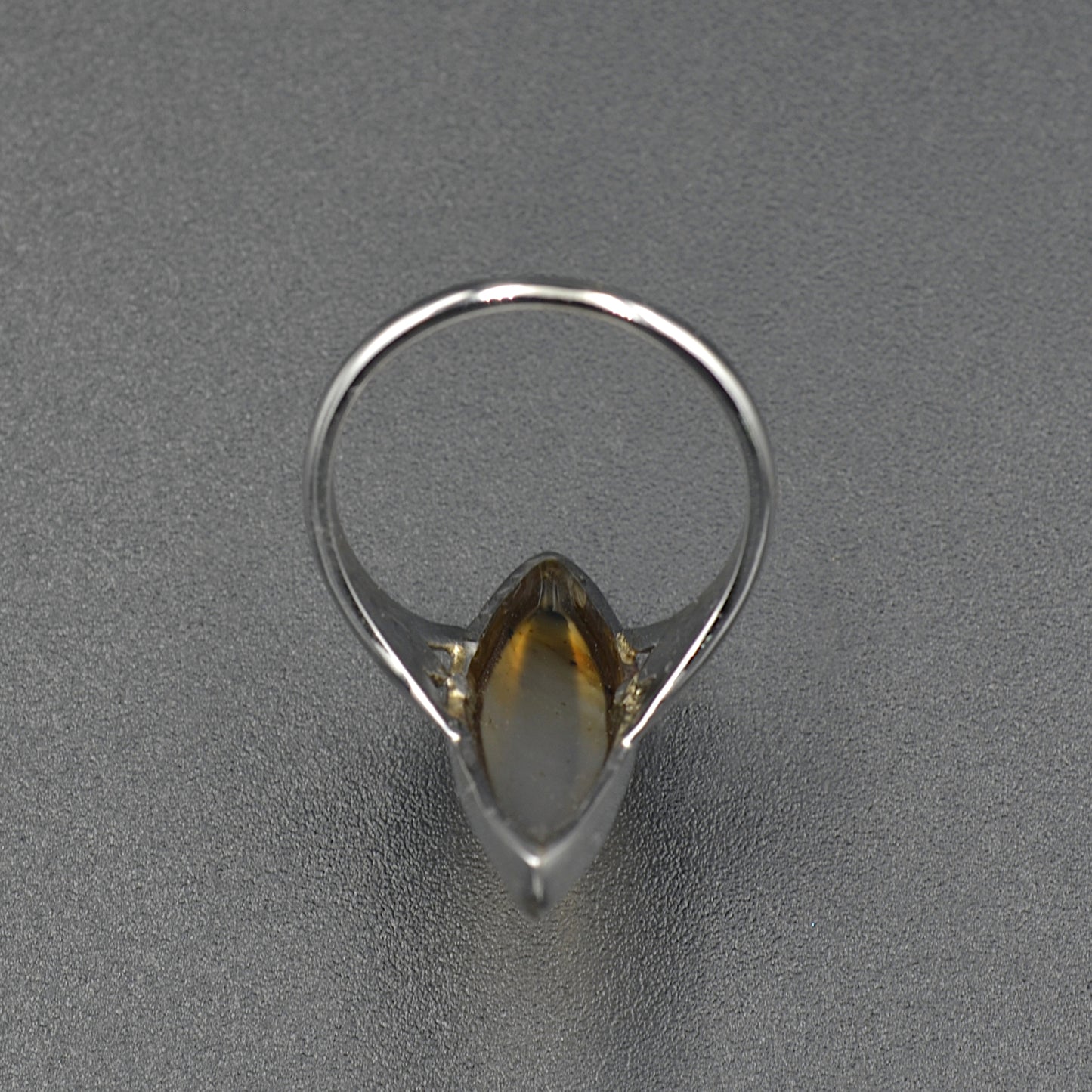 Agate and White Gold Navette Ring