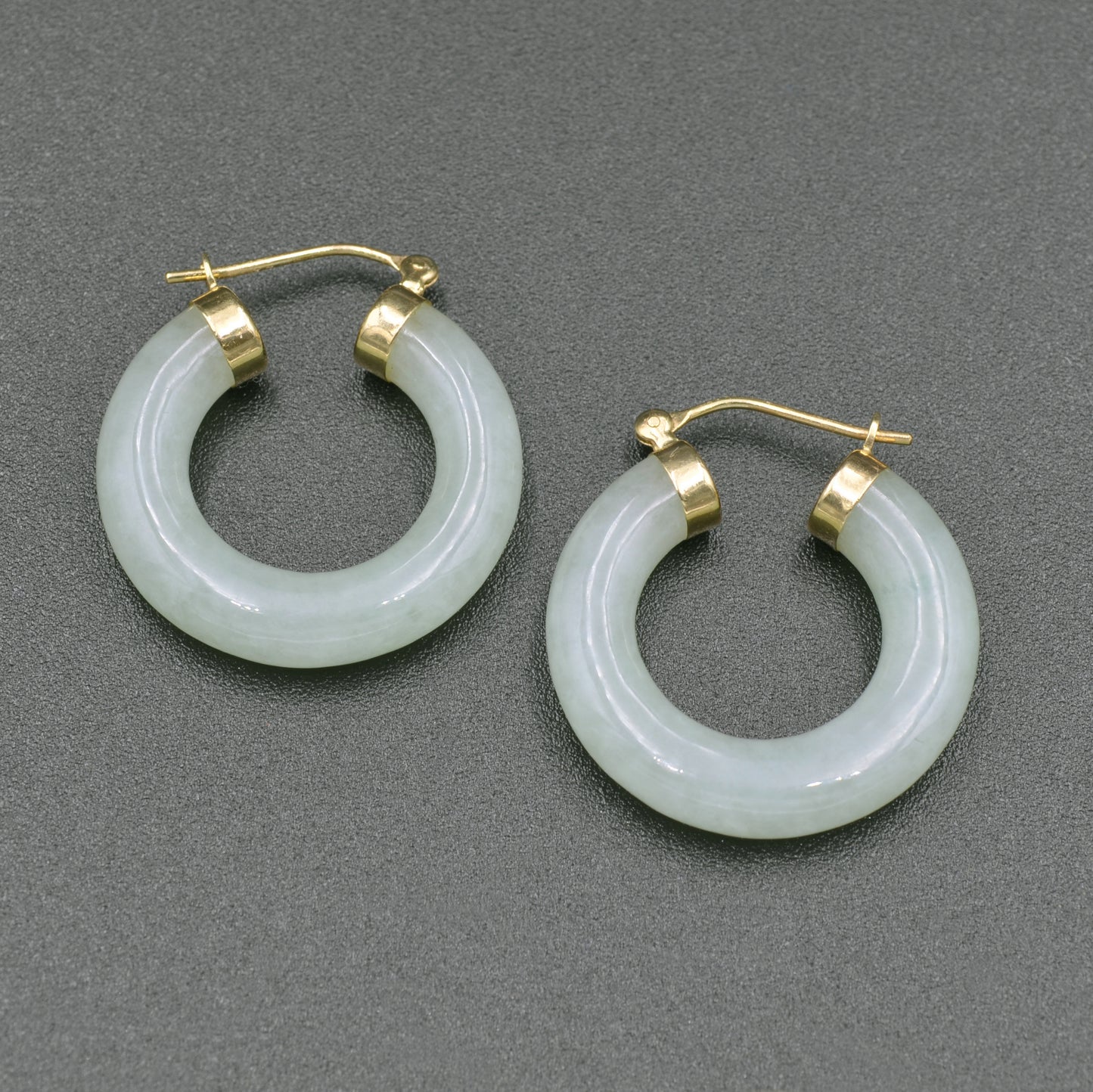 Jade and Gold Hoop Earrings