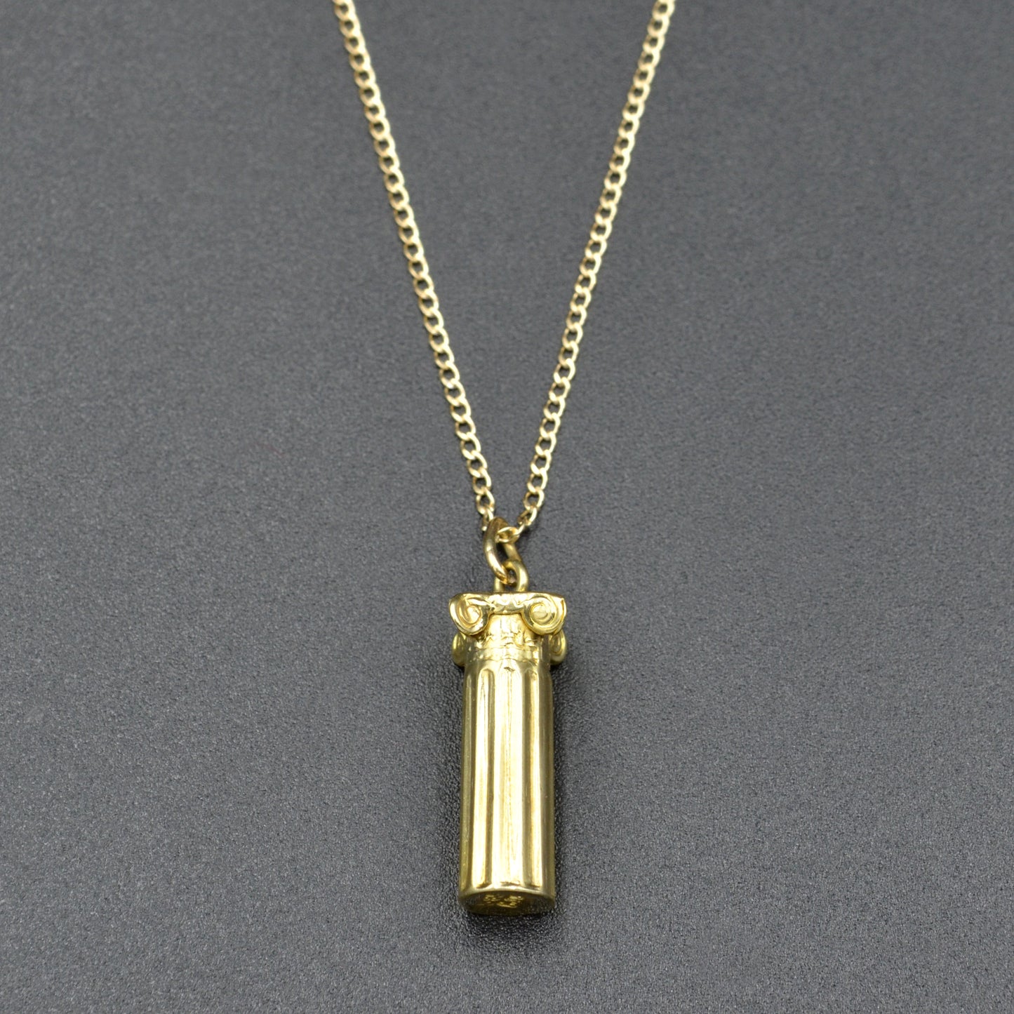 Rare 14k Gold Greek Ionic Column Pillar Pendant Necklace