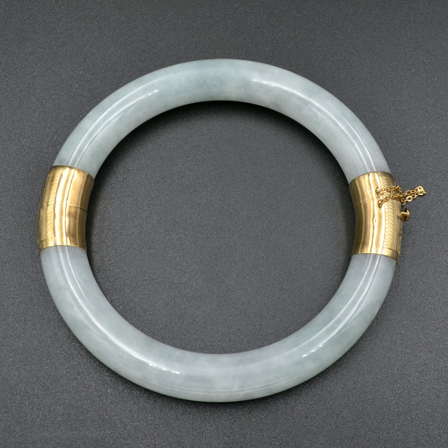 Jade and Gold Hinged Bangle Bracelet