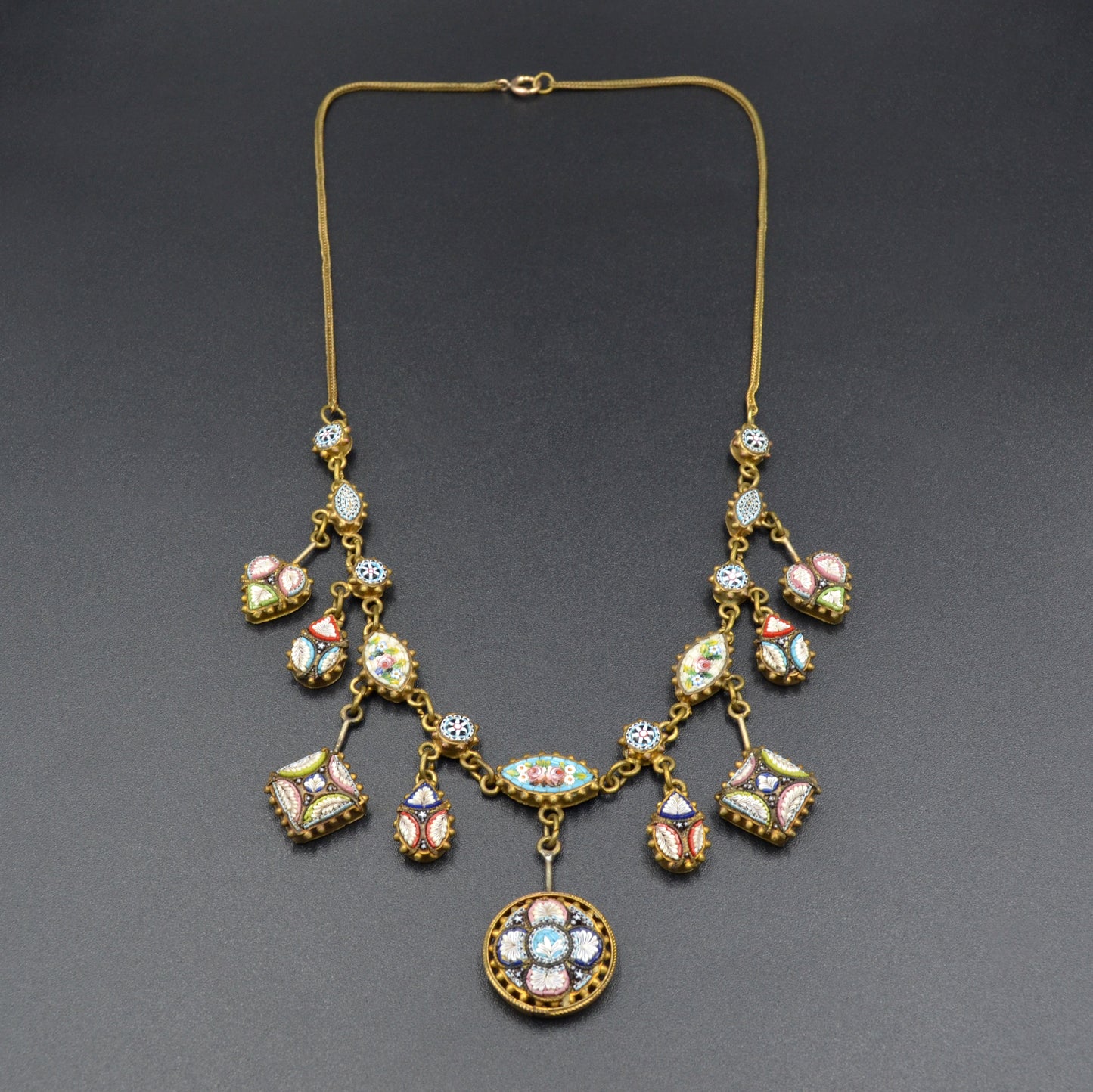 Antique Micromosaic Festoon Necklace
